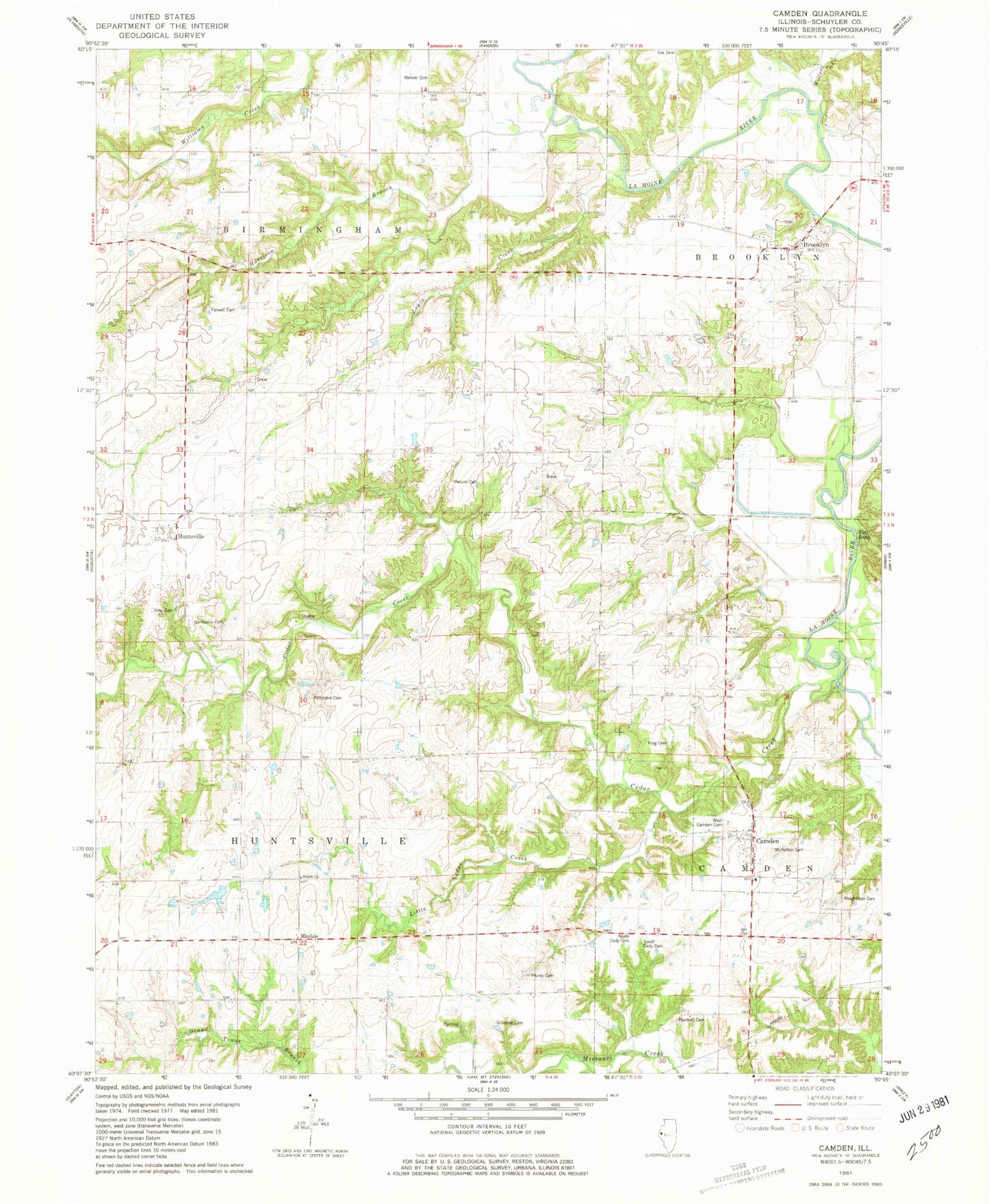 Classic USGS Camden Illinois 7.5'x7.5' Topo Map Image