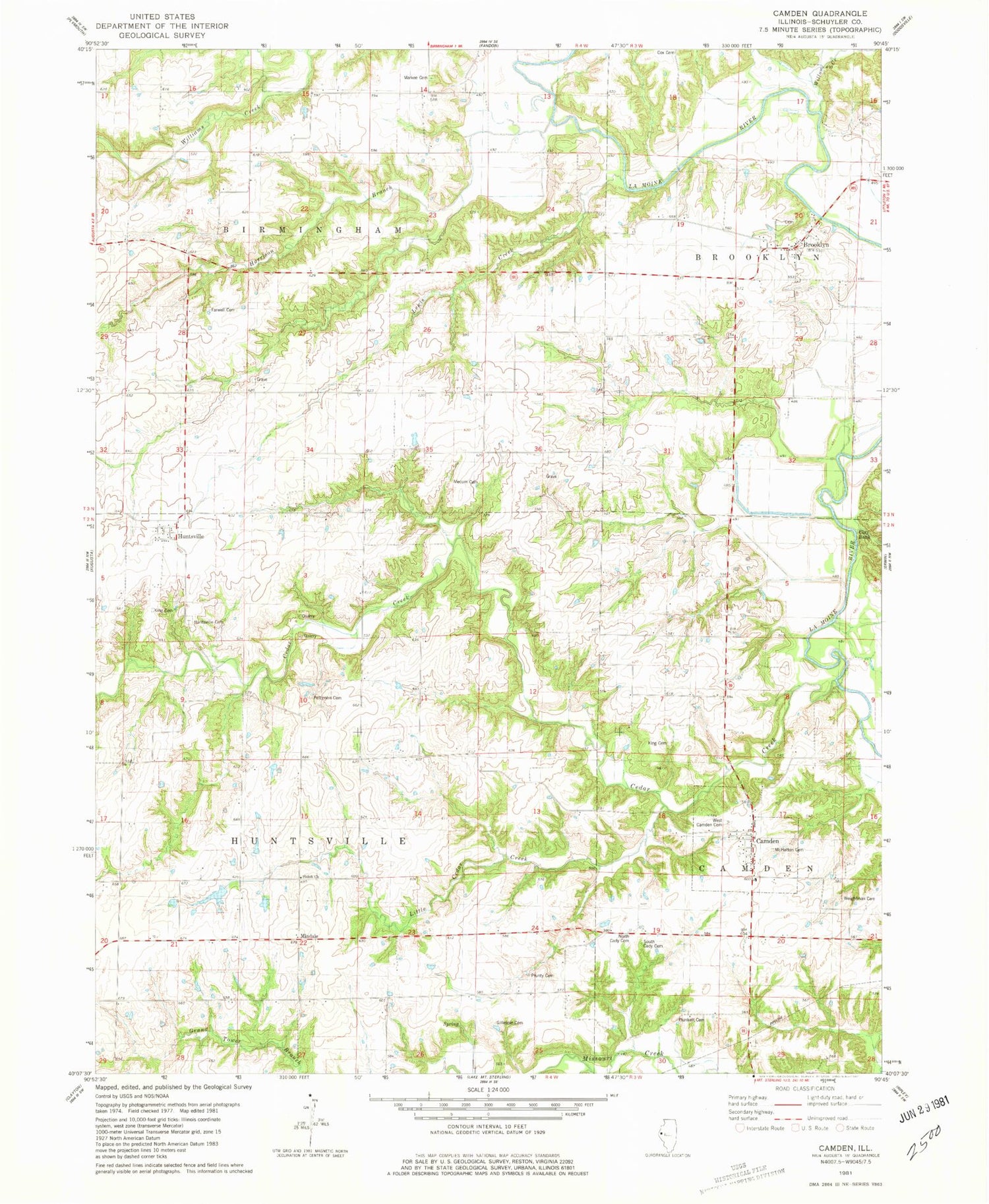 Classic USGS Camden Illinois 7.5'x7.5' Topo Map Image
