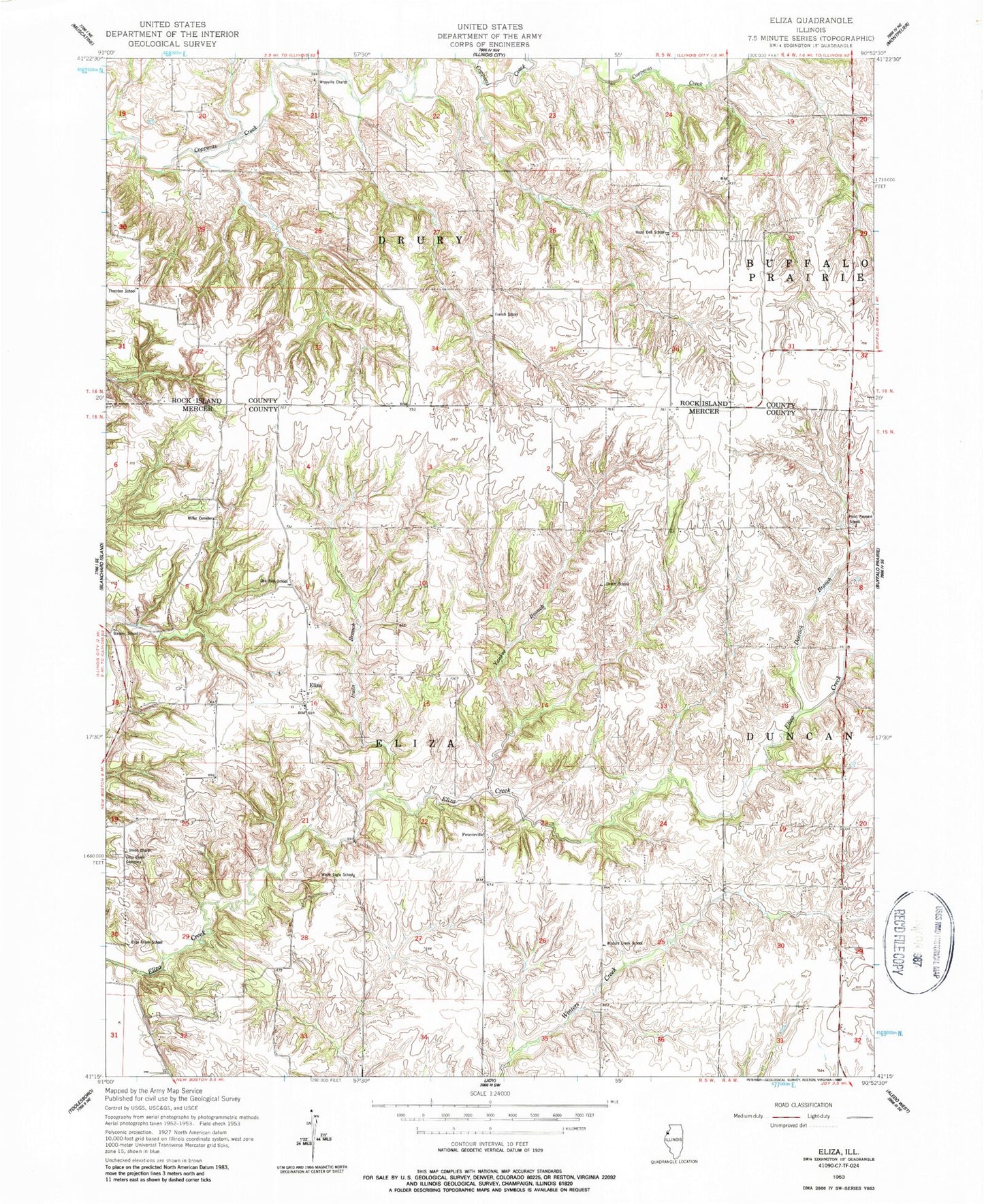 Classic USGS Eliza Illinois 7.5'x7.5' Topo Map Image