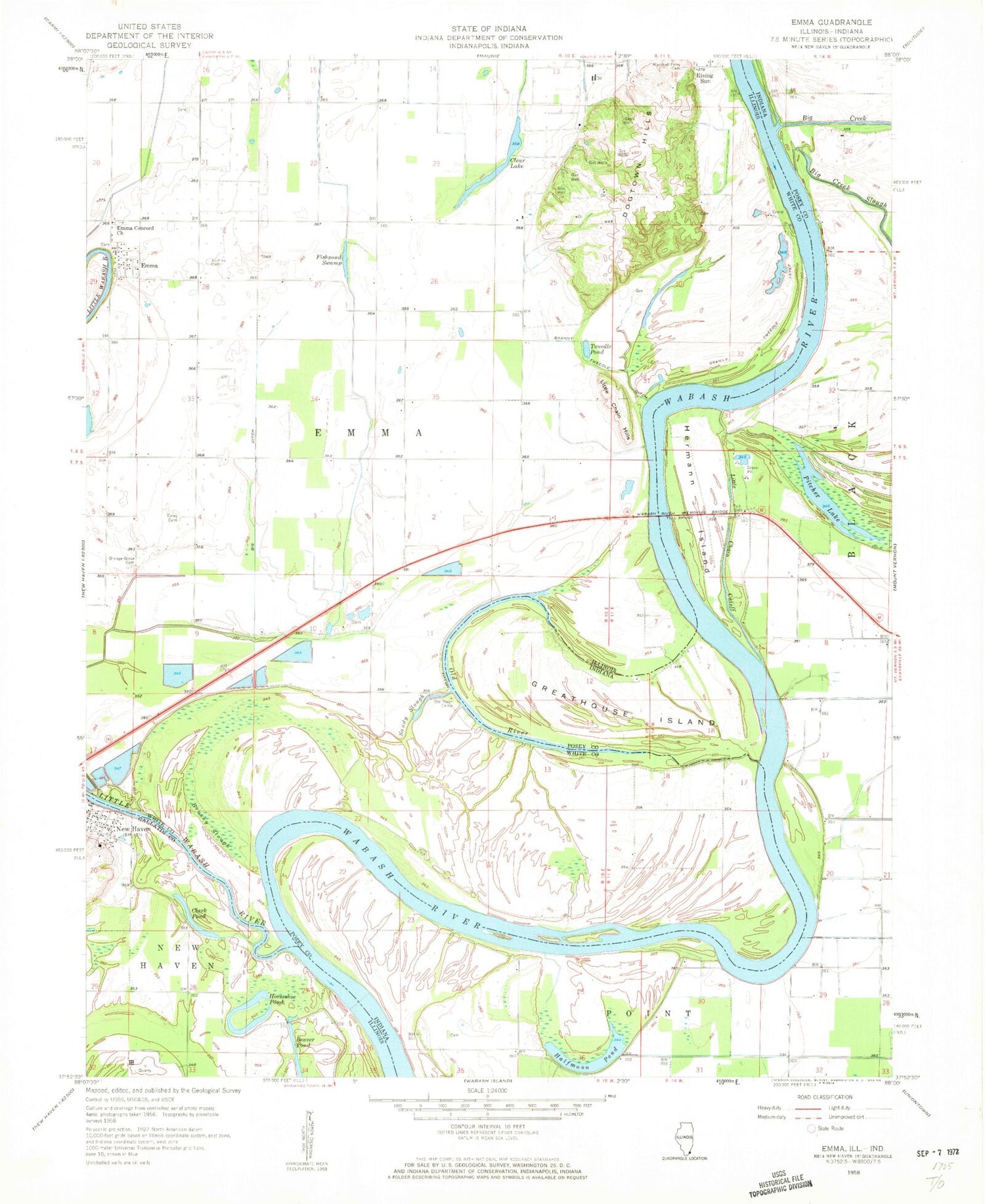 Classic USGS Emma Illinois 7.5'x7.5' Topo Map Image