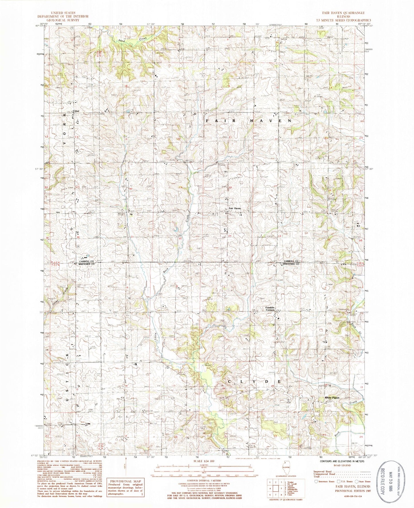 Classic USGS Fair Haven Illinois 7.5'x7.5' Topo Map Image