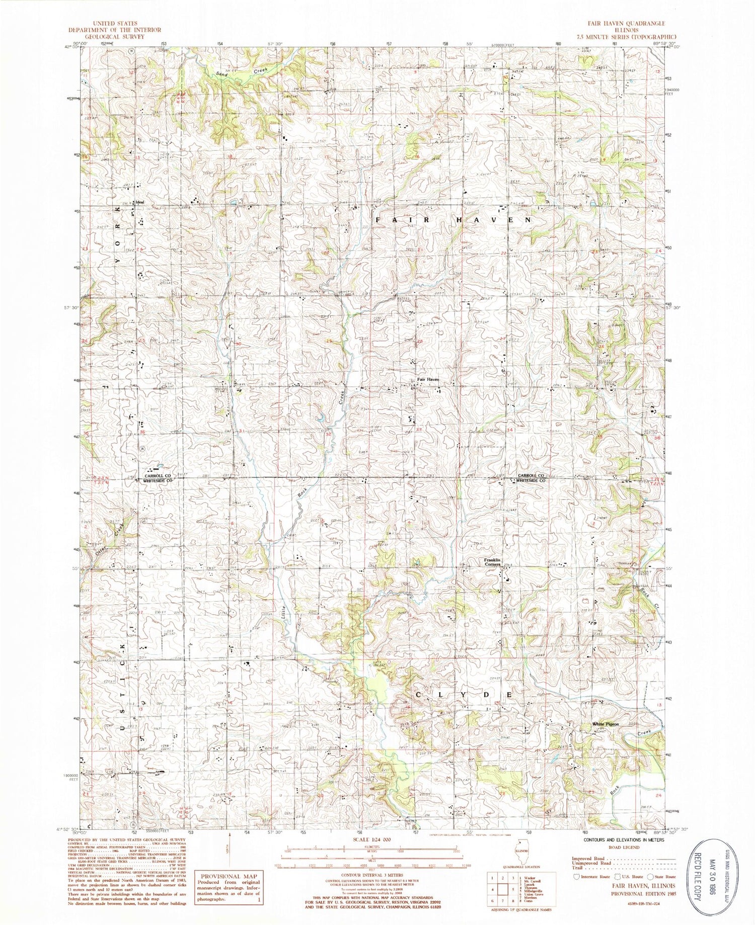Classic USGS Fair Haven Illinois 7.5'x7.5' Topo Map Image
