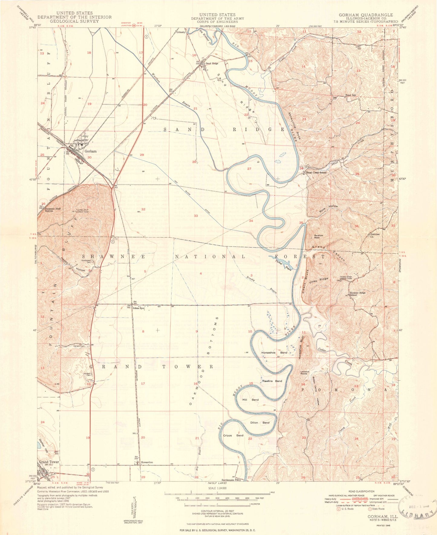 Classic USGS Gorham Illinois 7.5'x7.5' Topo Map Image