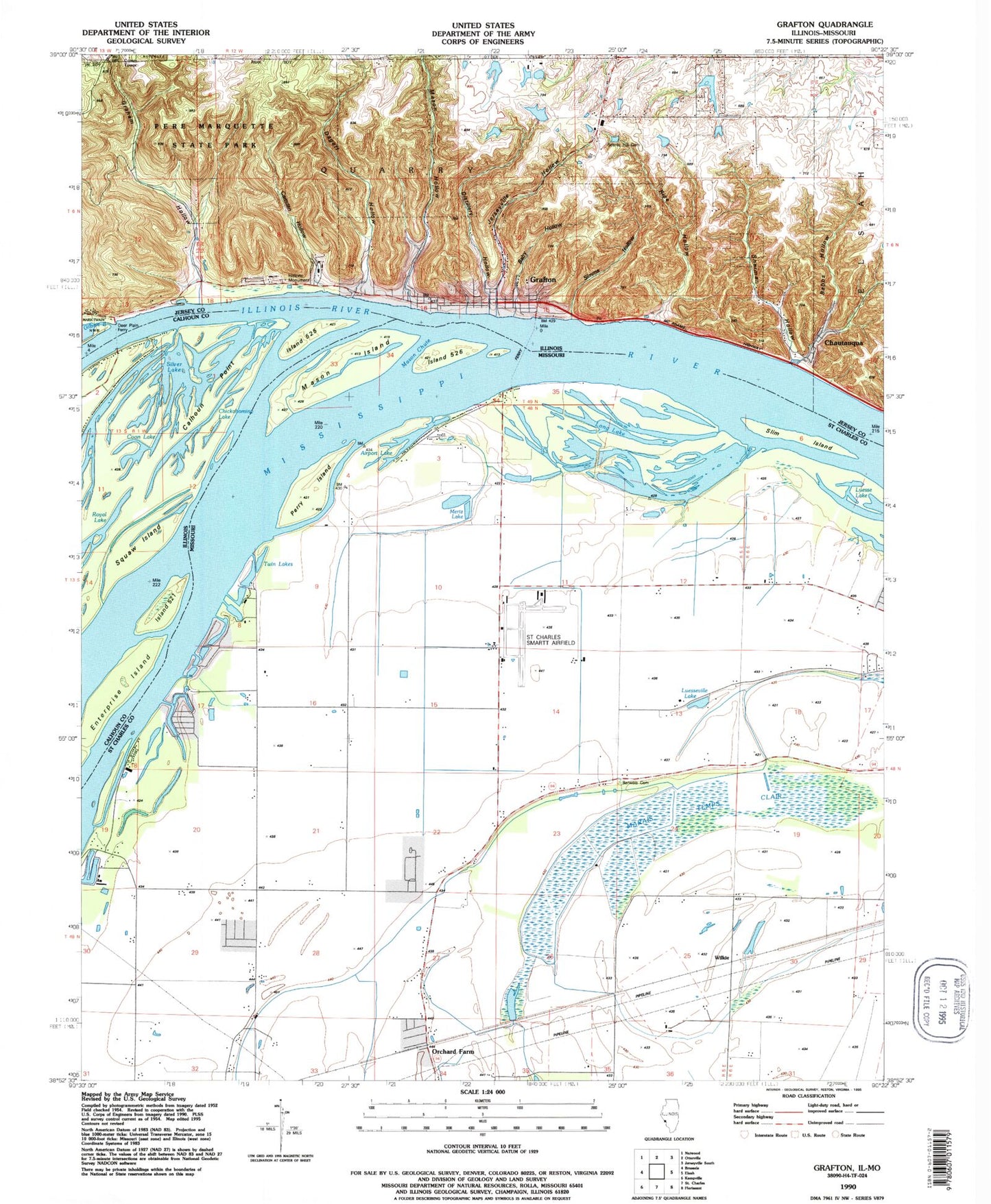 Classic USGS Grafton Illinois 7.5'x7.5' Topo Map Image