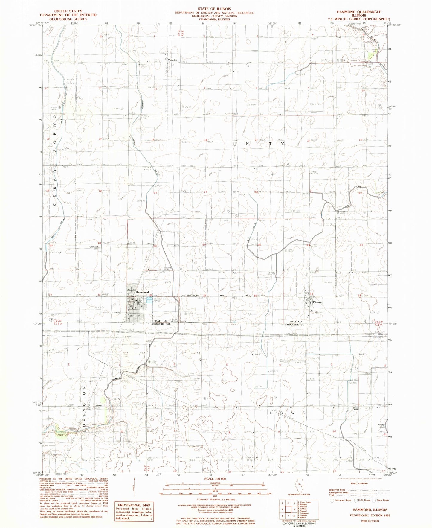 Classic USGS Hammond Illinois 7.5'x7.5' Topo Map Image