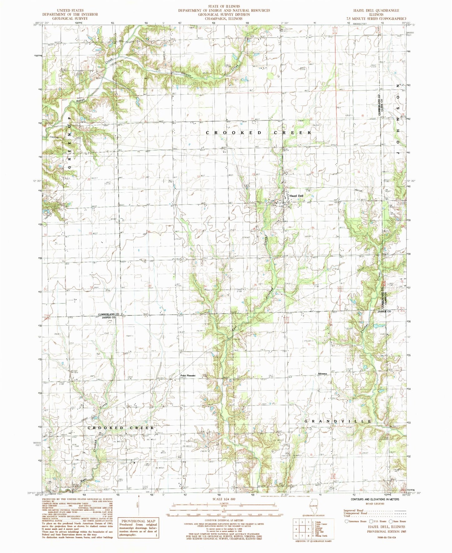 Classic USGS Hazel Dell Illinois 7.5'x7.5' Topo Map Image