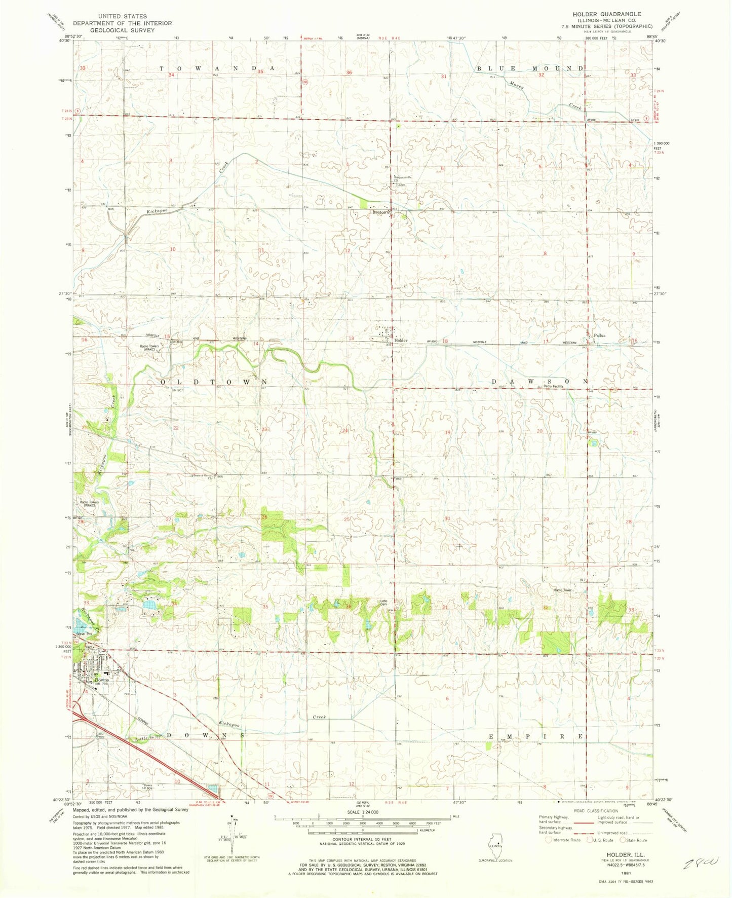 Classic USGS Holder Illinois 7.5'x7.5' Topo Map Image