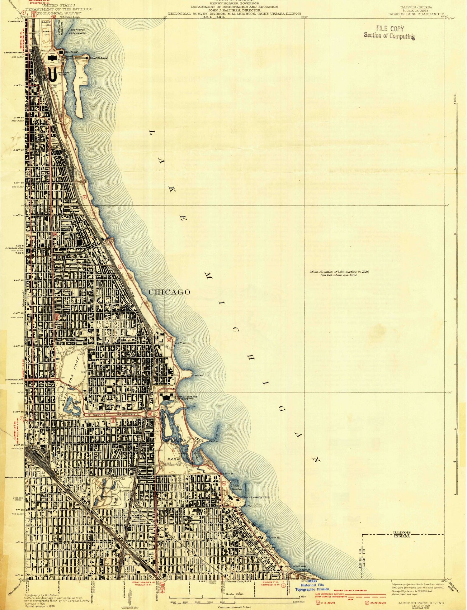 Classic USGS Jackson Park Illinois 7.5'x7.5' Topo Map Image