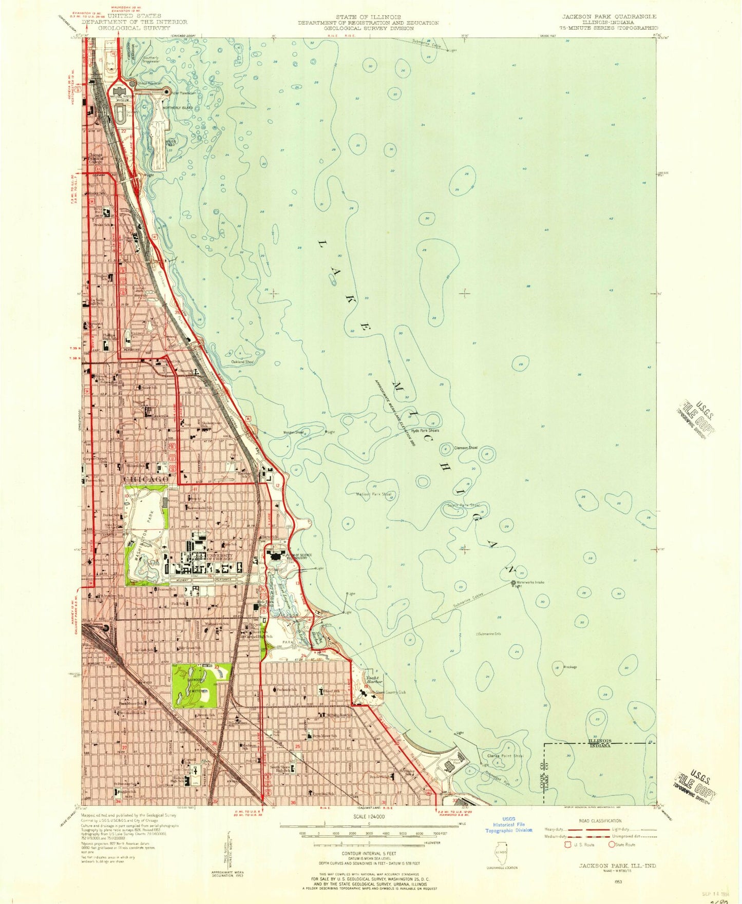 Classic USGS Jackson Park Illinois 7.5'x7.5' Topo Map Image