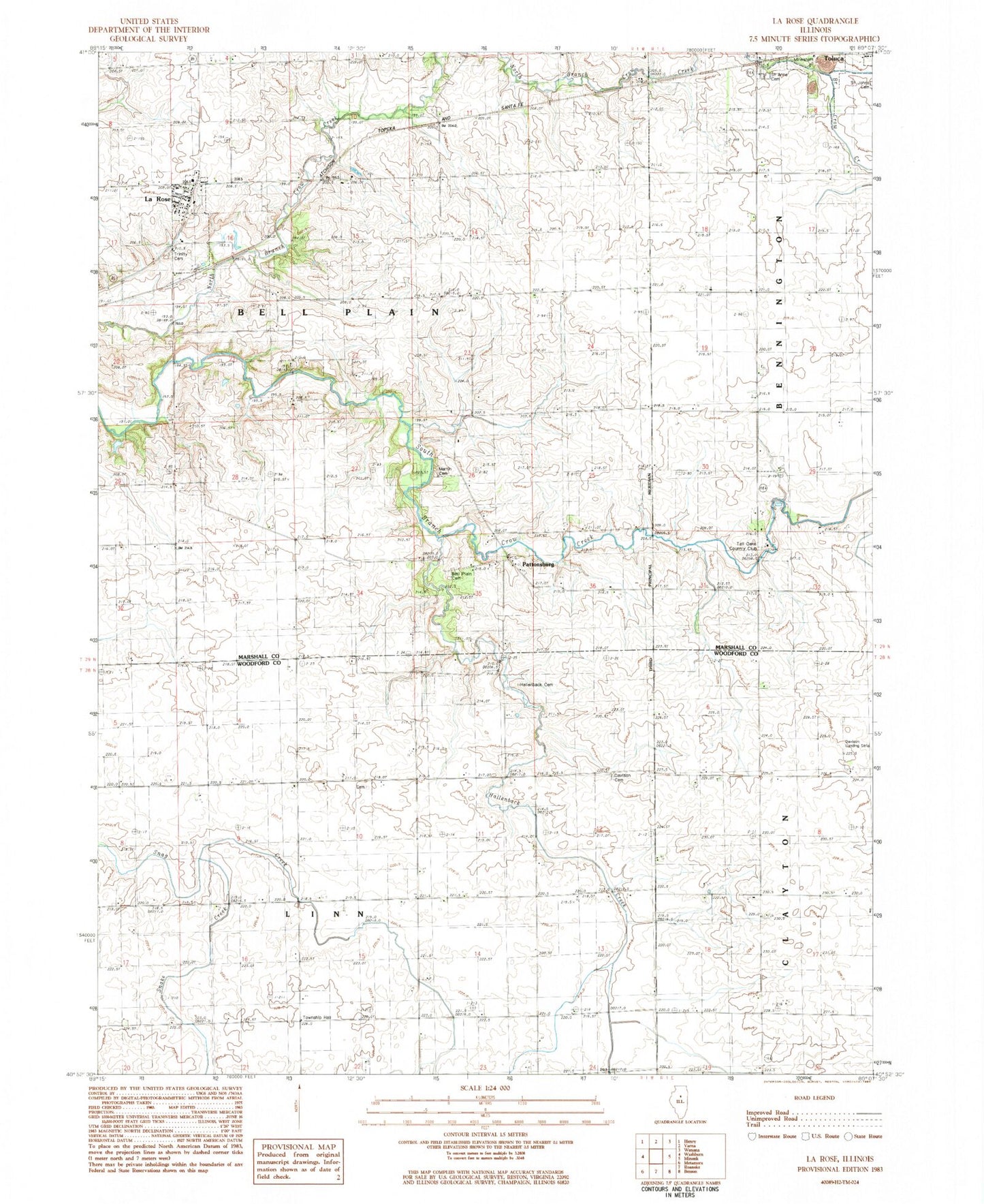 Classic USGS La Rose Illinois 7.5'x7.5' Topo Map Image