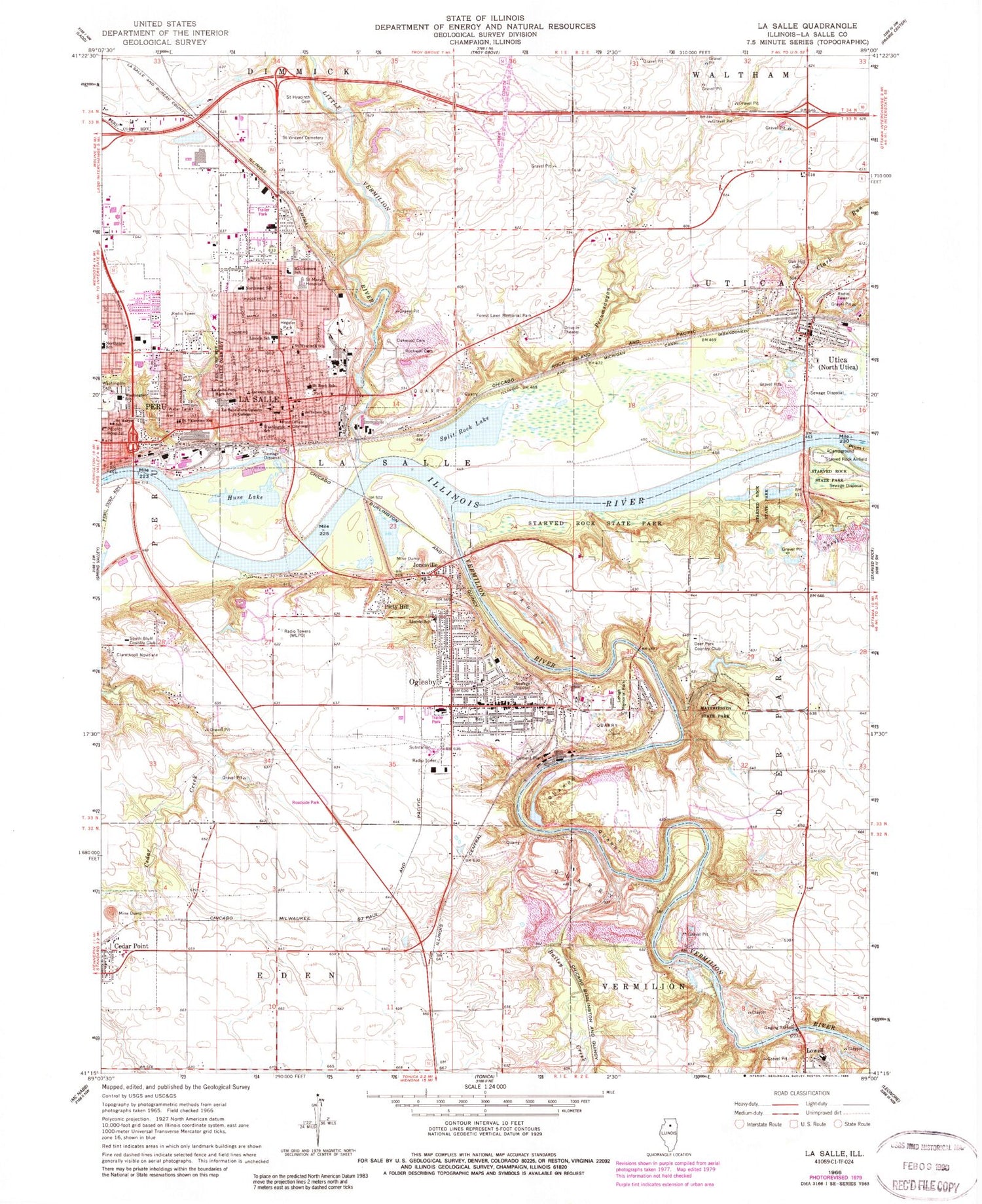 Classic USGS La Salle Illinois 7.5'x7.5' Topo Map Image