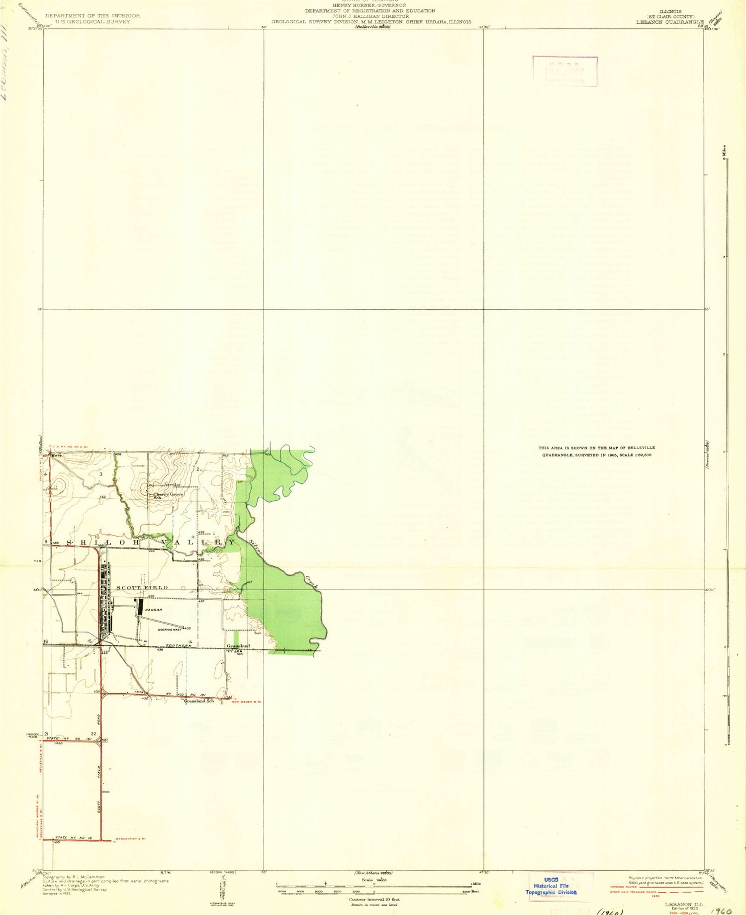 Classic USGS Lebanon Illinois 7.5'x7.5' Topo Map Image