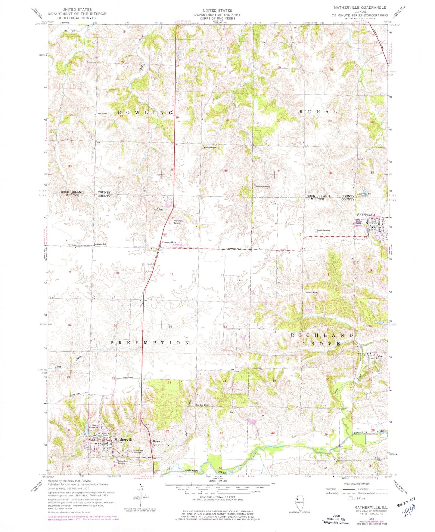 Classic USGS Matherville Illinois 7.5'x7.5' Topo Map Image