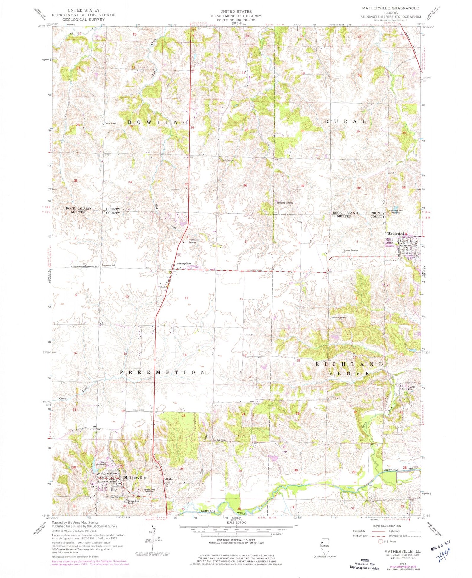 Classic USGS Matherville Illinois 7.5'x7.5' Topo Map Image