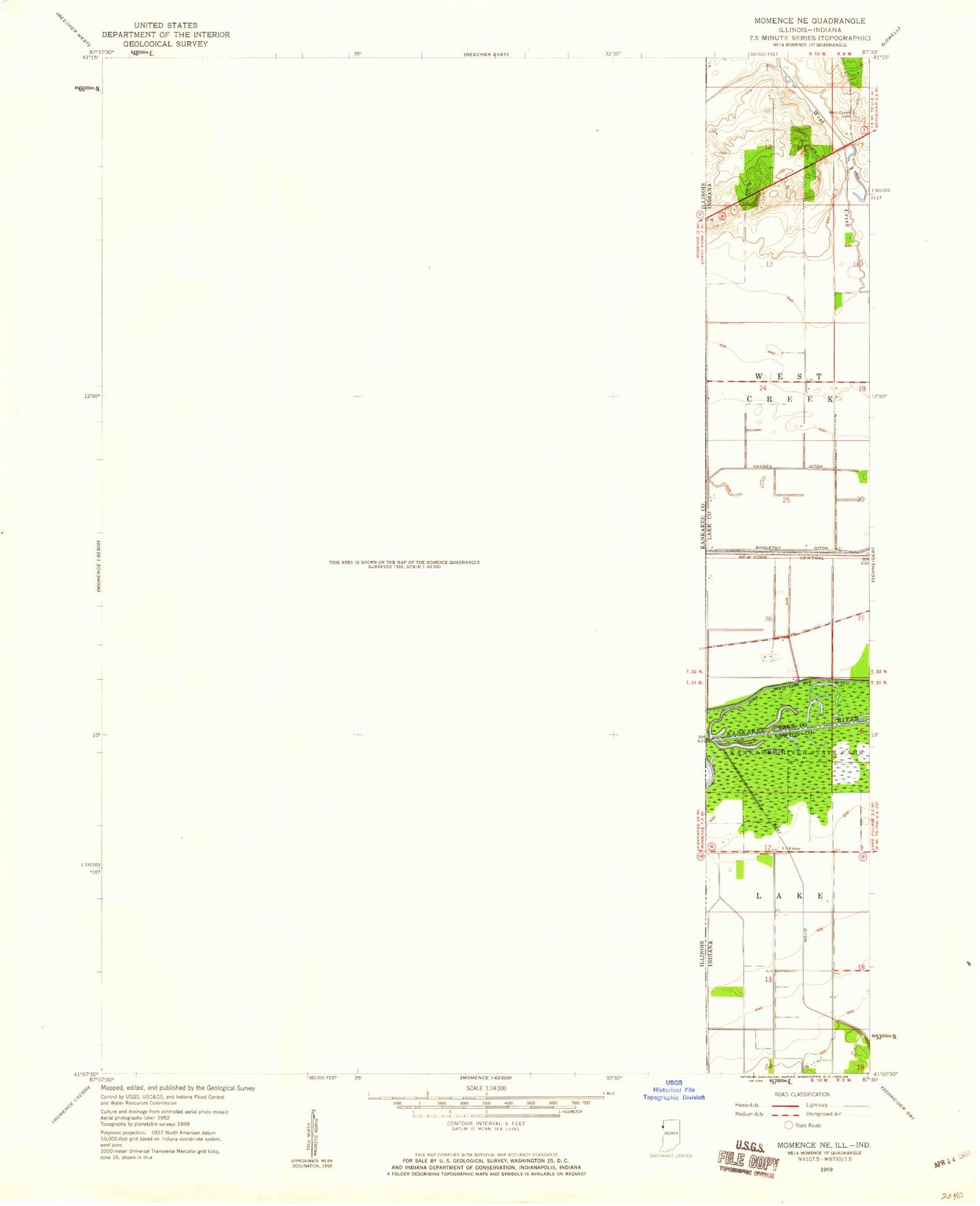 Classic USGS Illiana Heights Illinois 7.5'x7.5' Topo Map Image