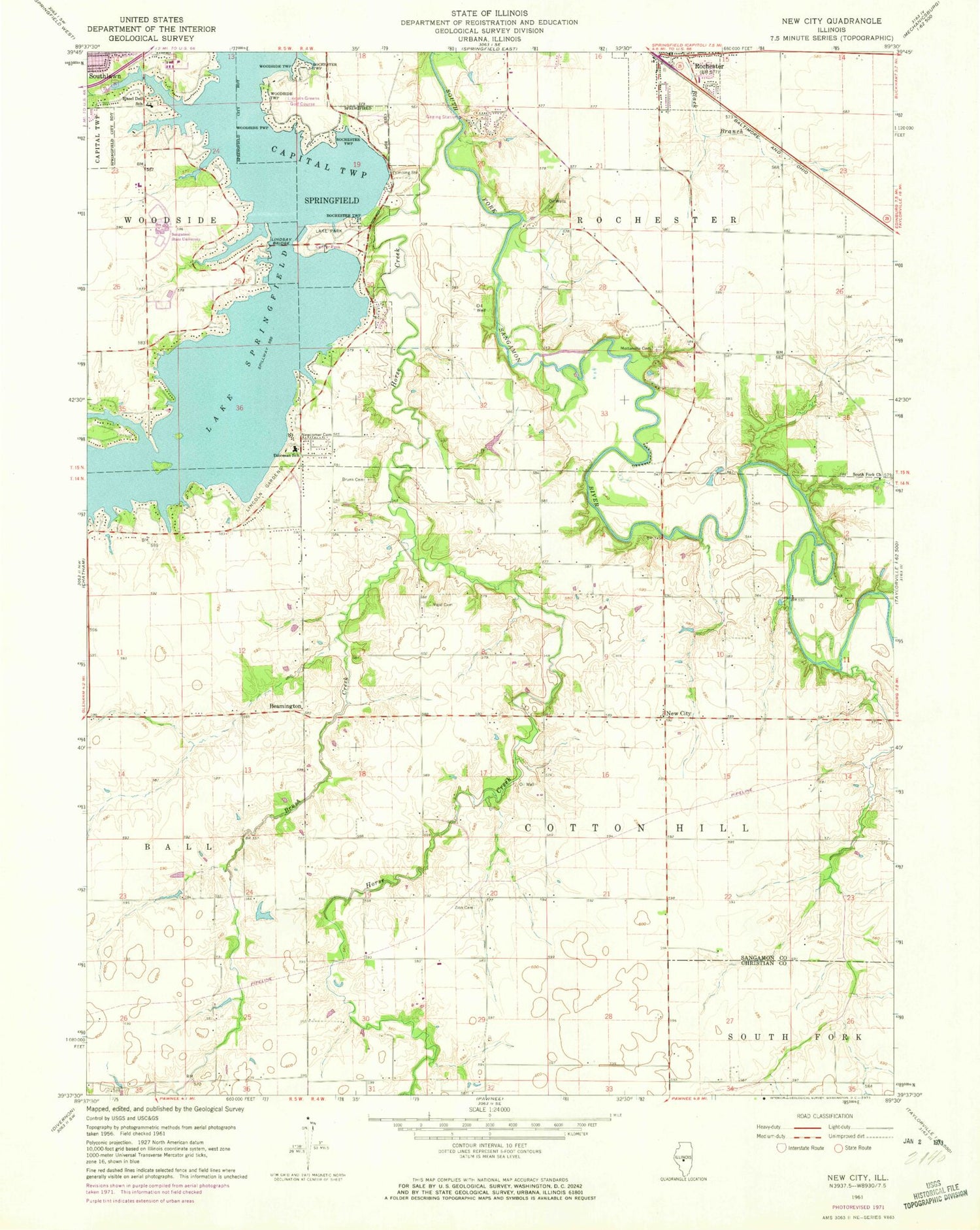 Classic USGS New City Illinois 7.5'x7.5' Topo Map Image