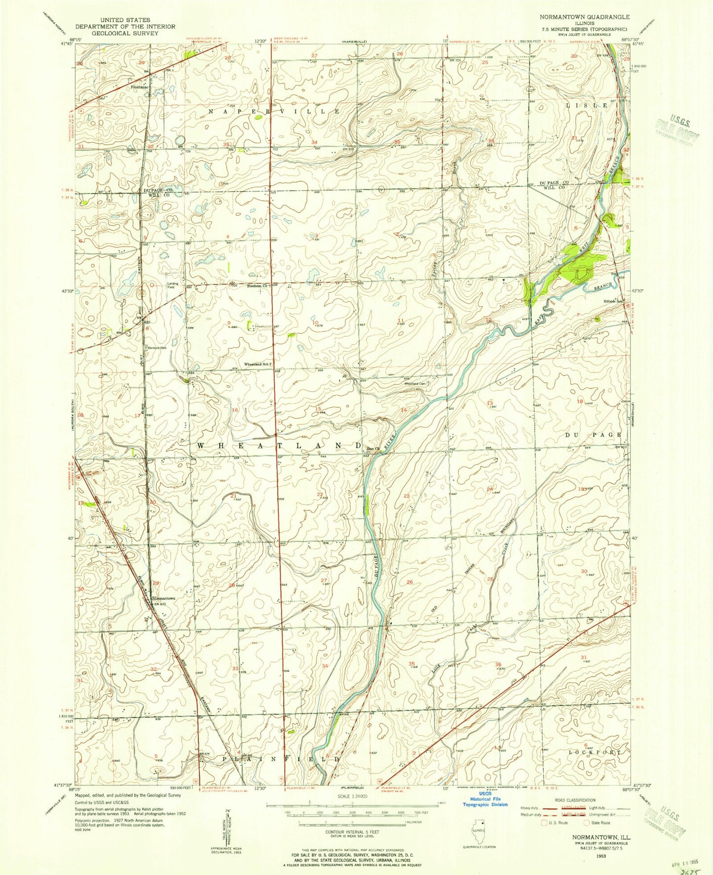 Classic USGS Normantown Illinois 7.5'x7.5' Topo Map Image