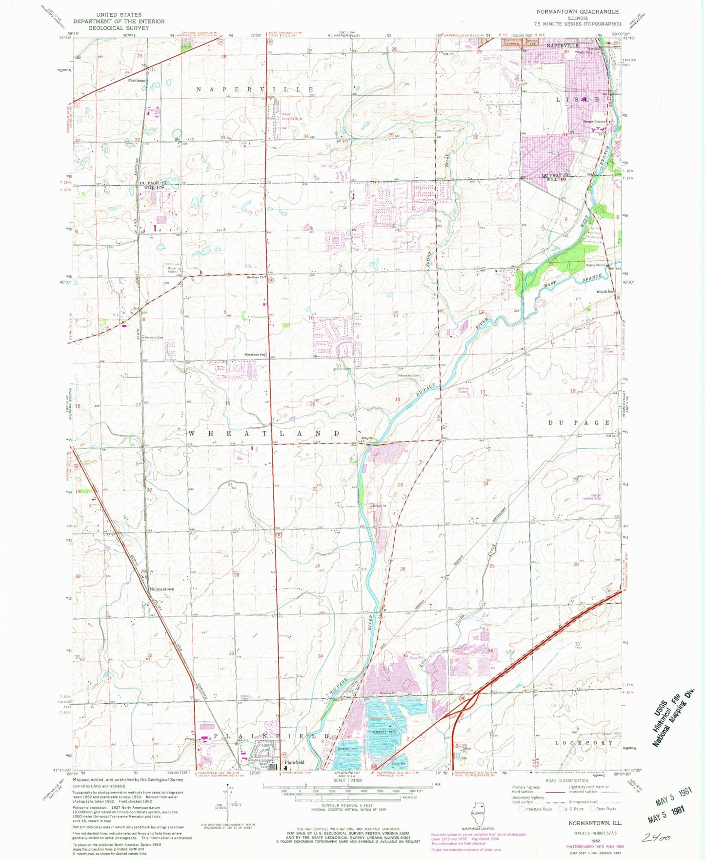 Classic USGS Normantown Illinois 7.5'x7.5' Topo Map Image