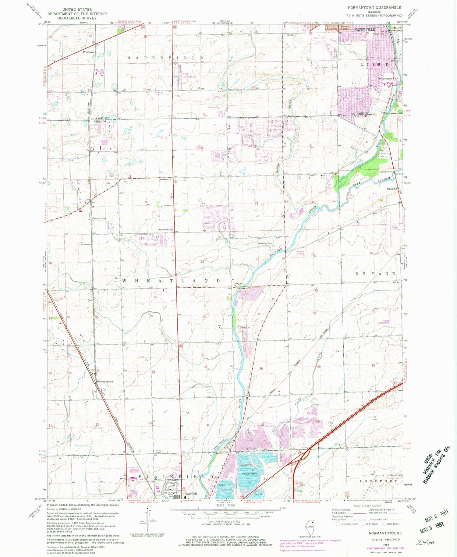 Classic USGS Normantown Illinois 7.5'x7.5' Topo Map Image