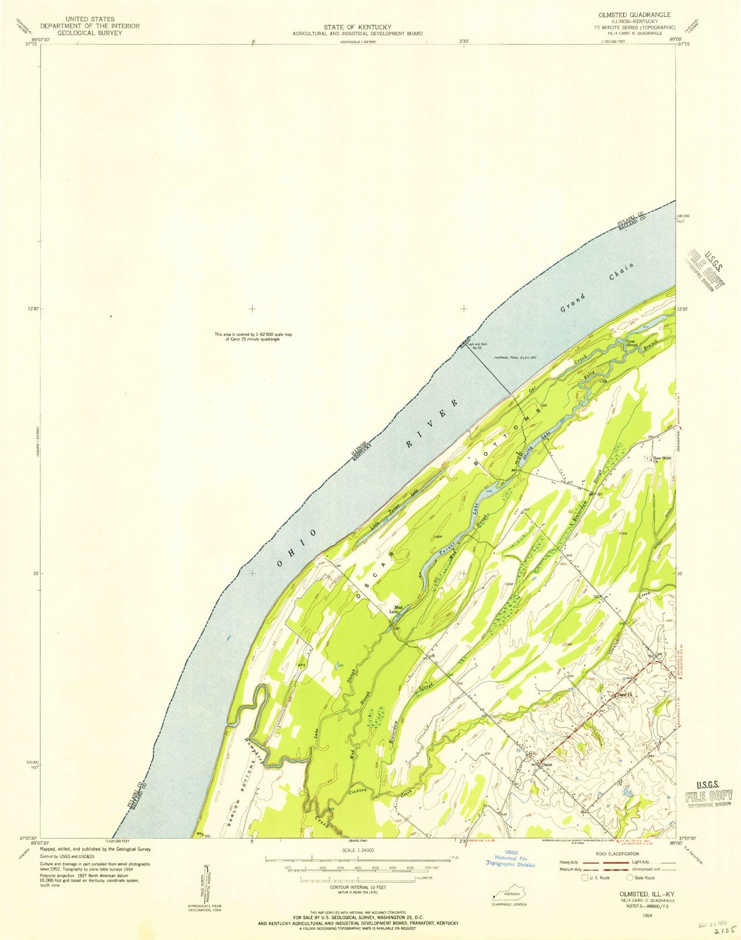 Classic USGS Olmsted Illinois 7.5'x7.5' Topo Map Image