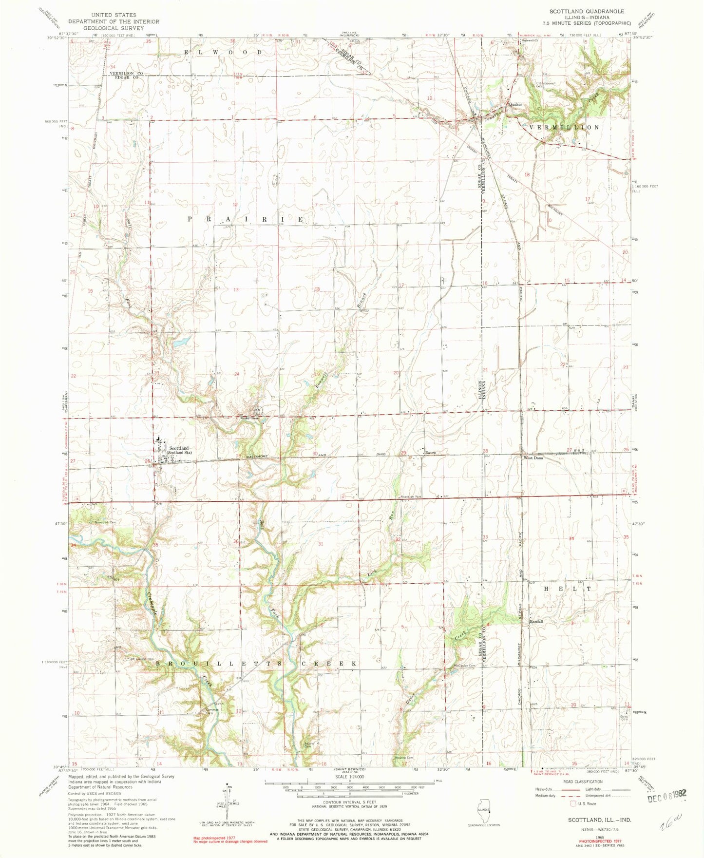 Classic USGS Scottland Illinois 7.5'x7.5' Topo Map Image