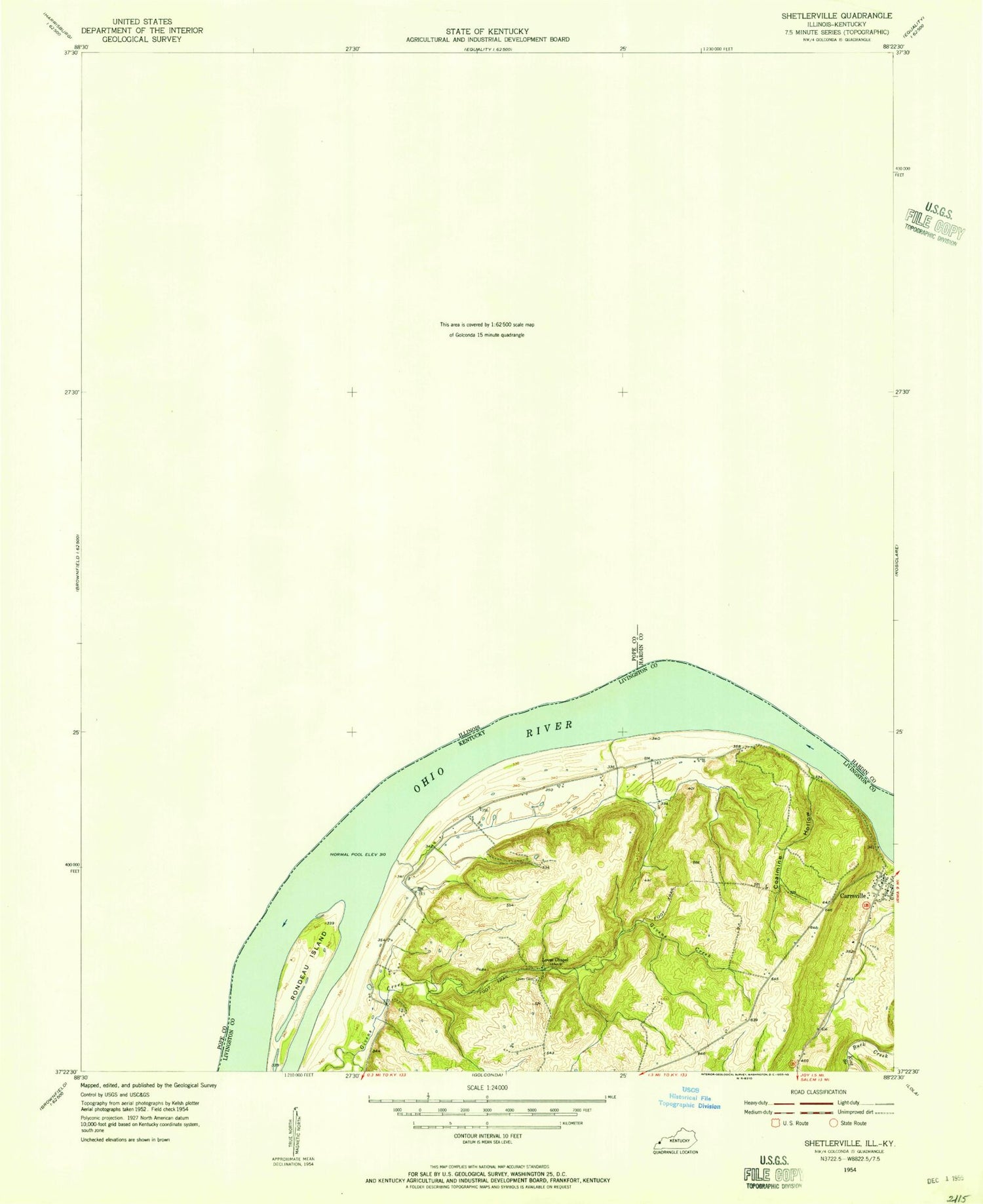 Classic USGS Shetlerville Illinois 7.5'x7.5' Topo Map Image