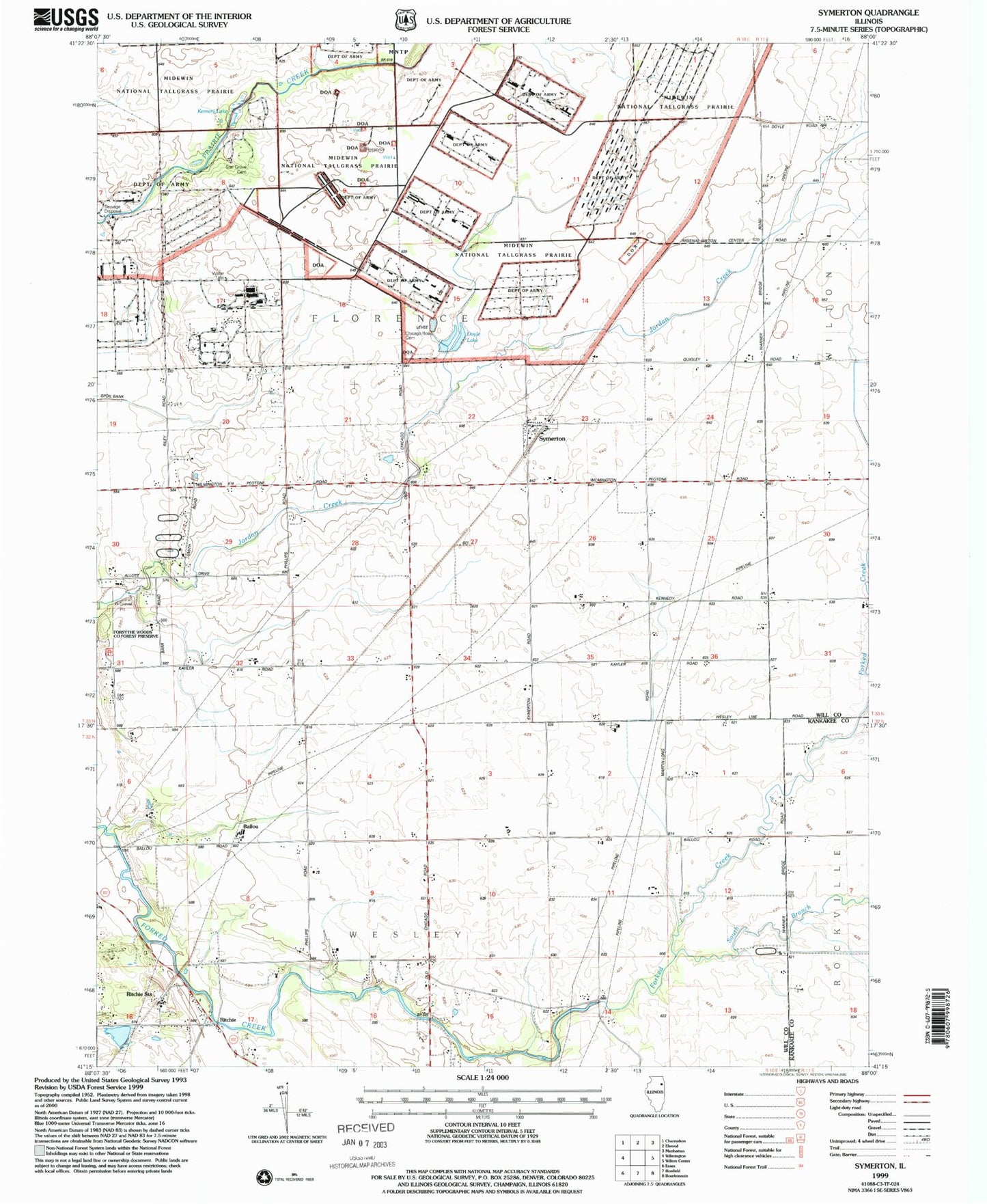 Classic USGS Symerton Illinois 7.5'x7.5' Topo Map Image