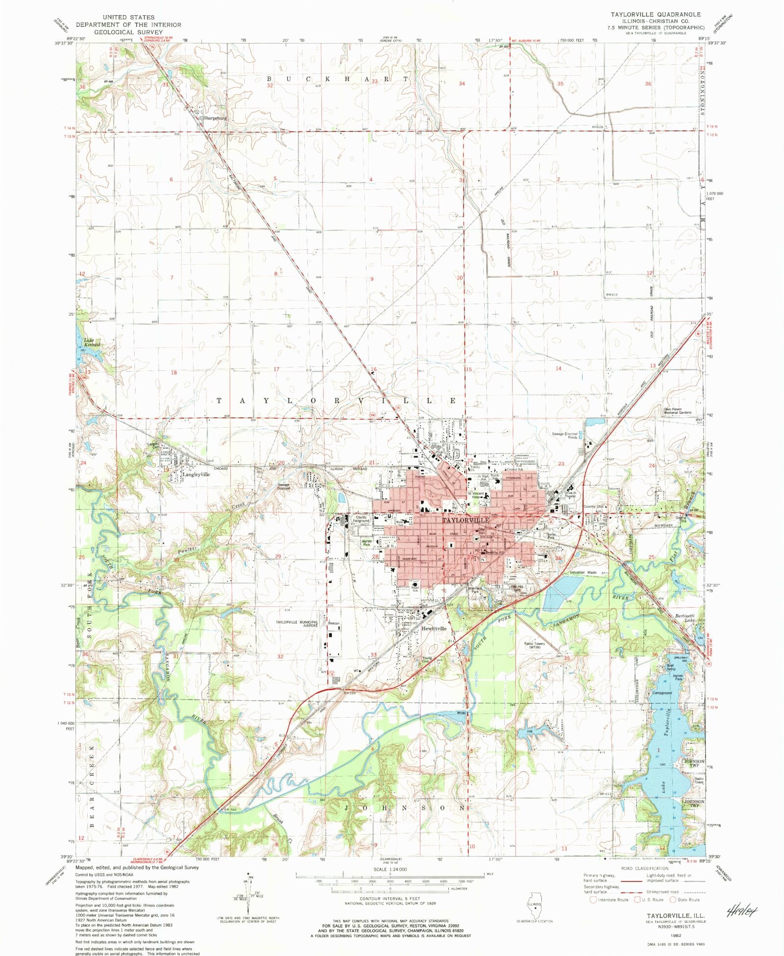 Carte Topographique Originale USGS De Springfield, West Illinois, 1978, Vintage