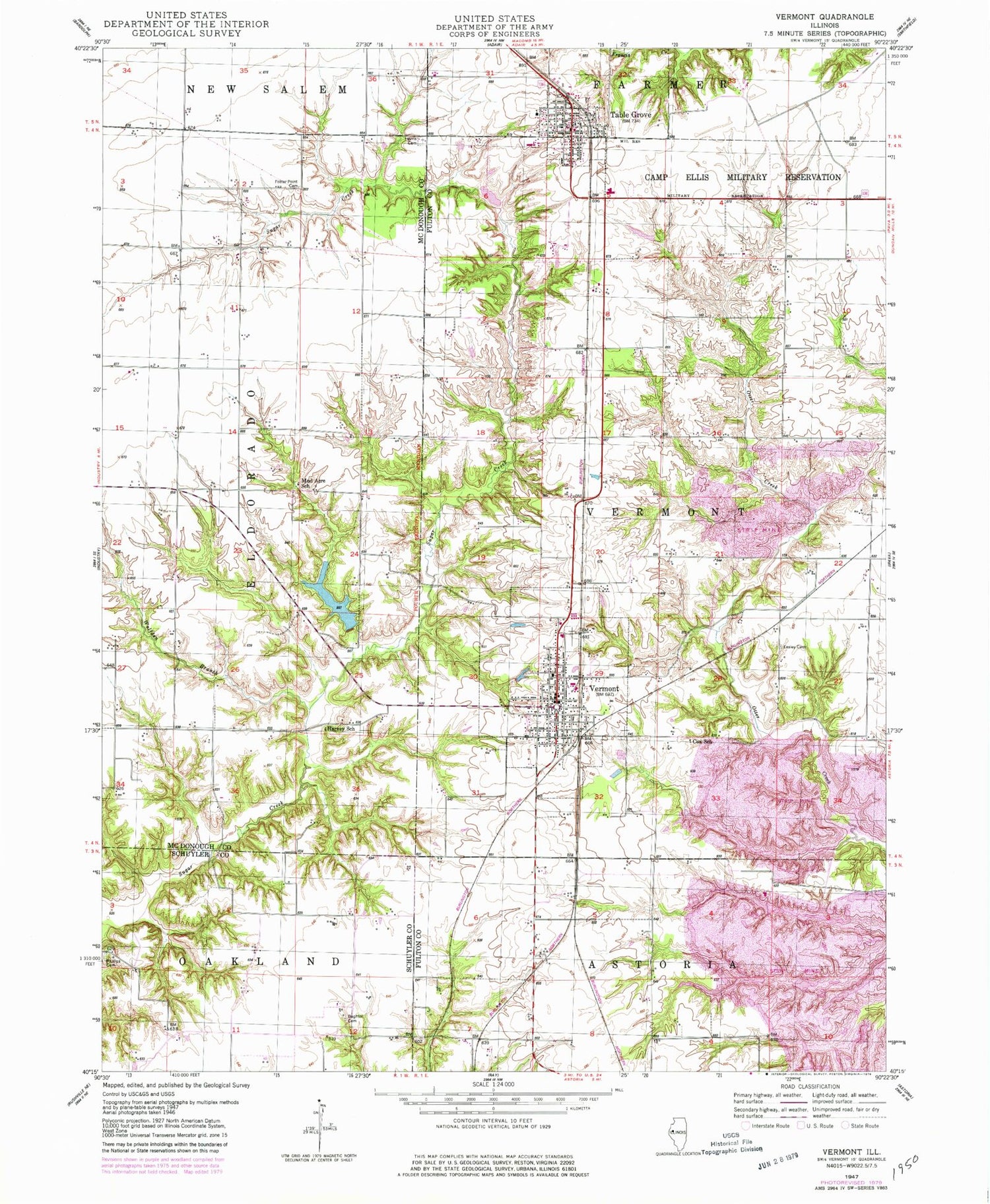 Classic USGS Vermont Illinois 7.5'x7.5' Topo Map Image