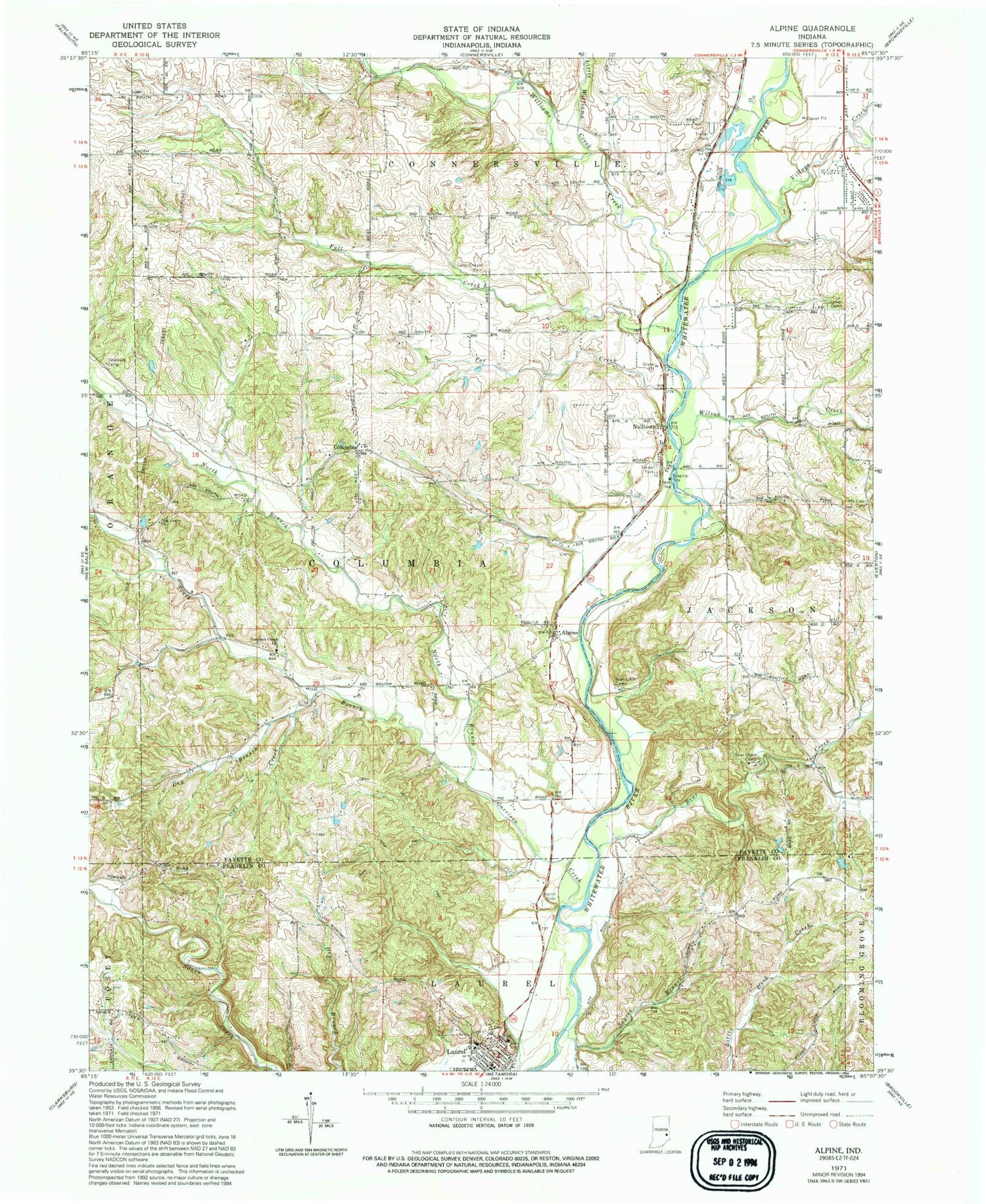 Classic USGS Alpine Indiana 7.5'x7.5' Topo Map Image