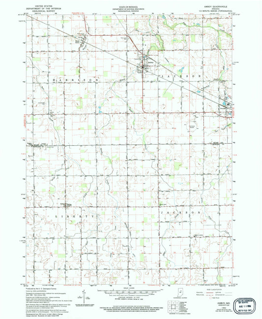 Classic USGS Amboy Indiana 7.5'x7.5' Topo Map Image