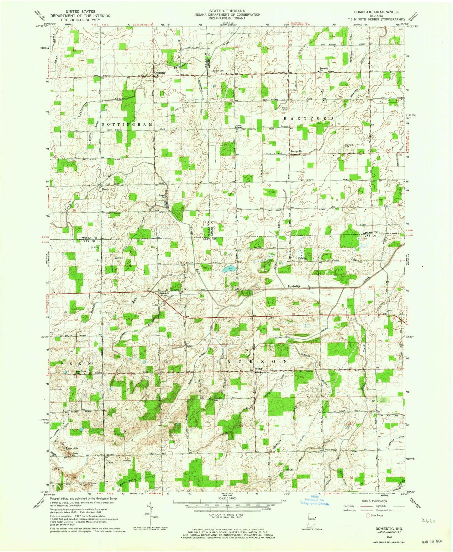 Classic USGS Domestic Indiana 7.5'x7.5' Topo Map Image