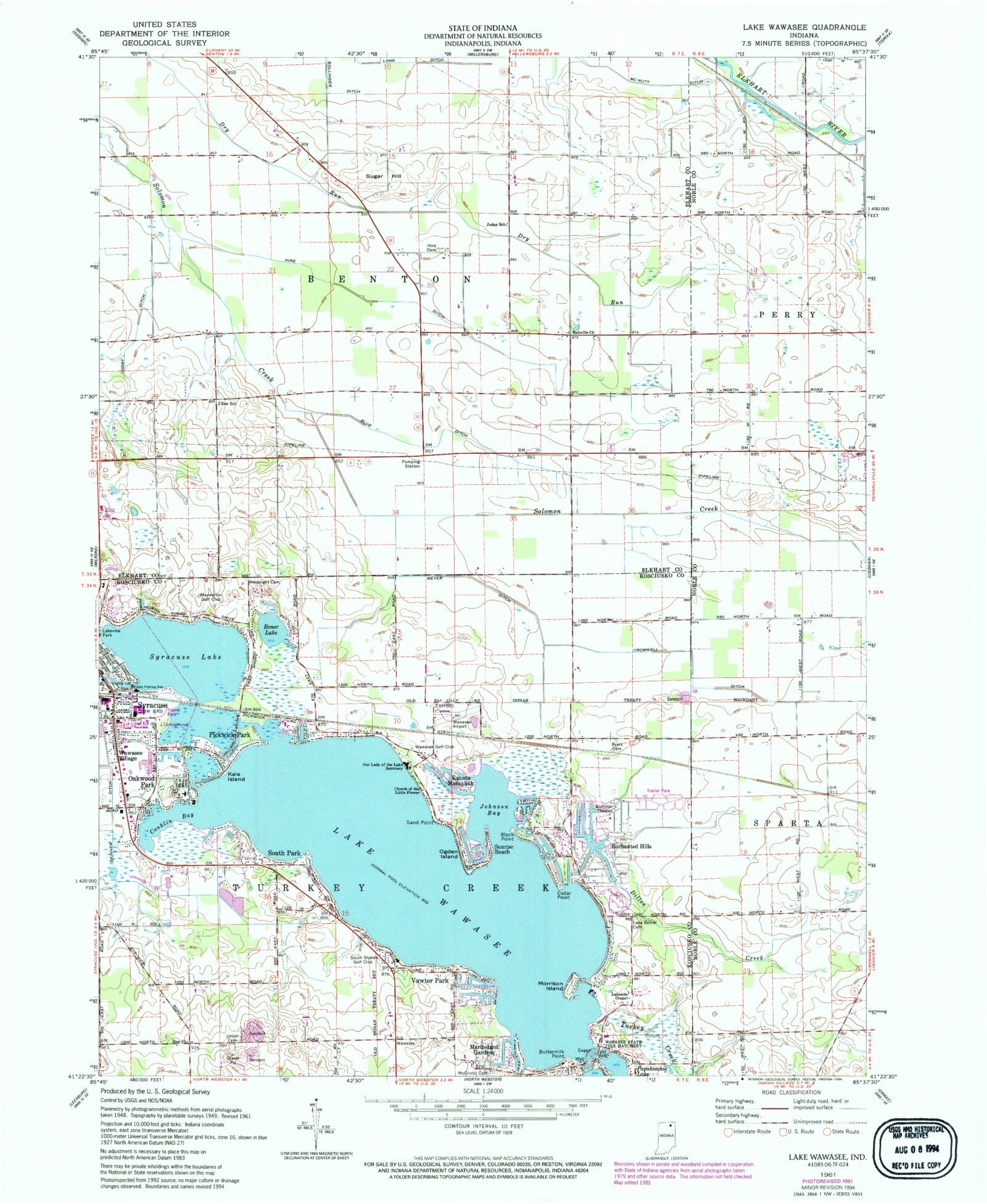 Lake Wawasee / Syracuse Fishing Map