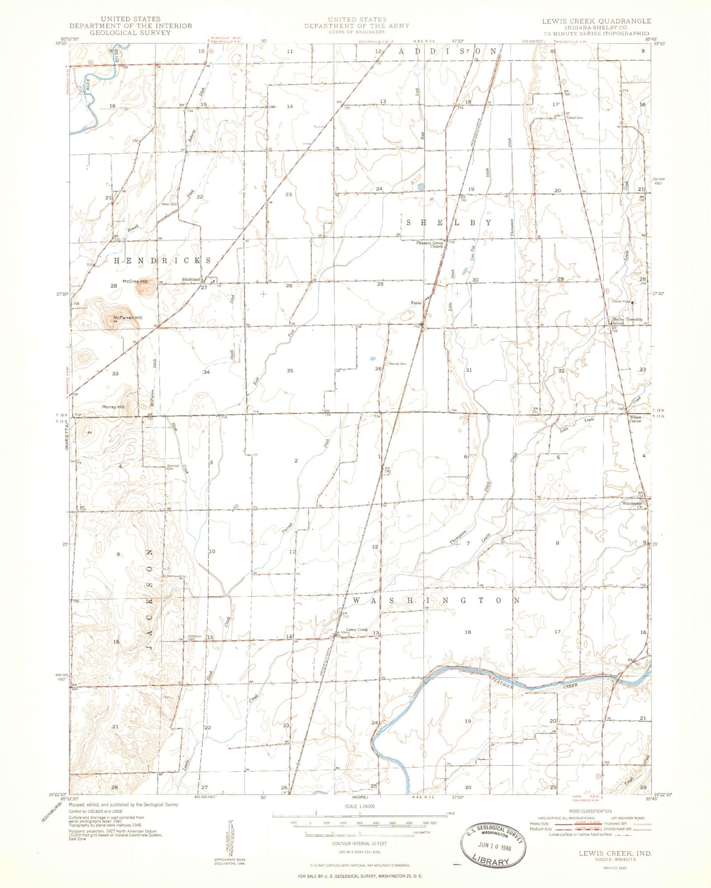 Classic USGS Lewis Creek Indiana 7.5'x7.5' Topo Map Image