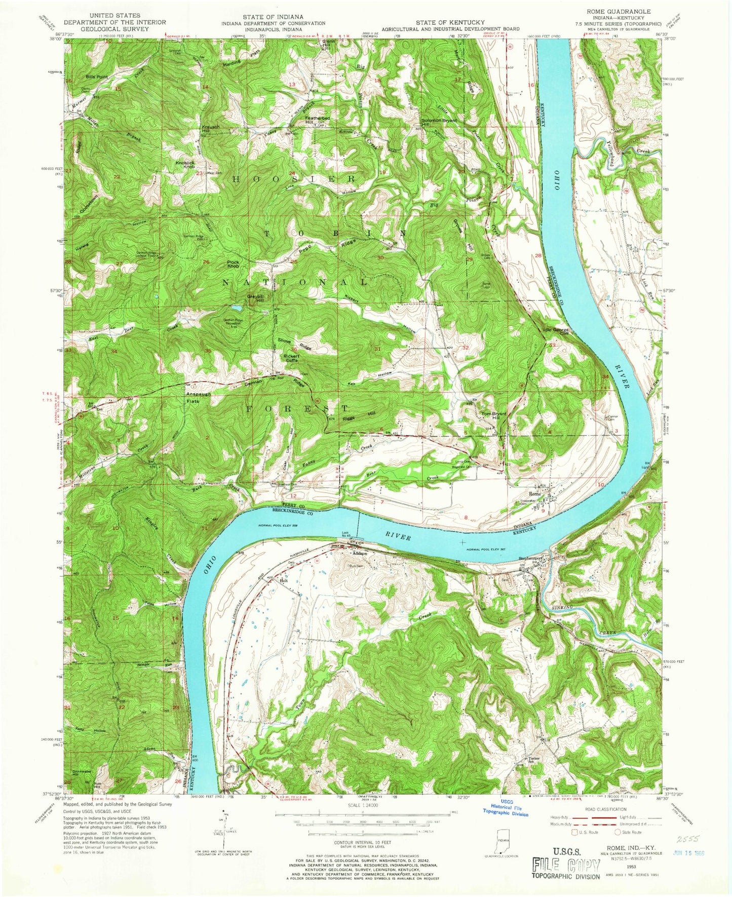 Classic USGS Rome Indiana 7.5'x7.5' Topo Map Image