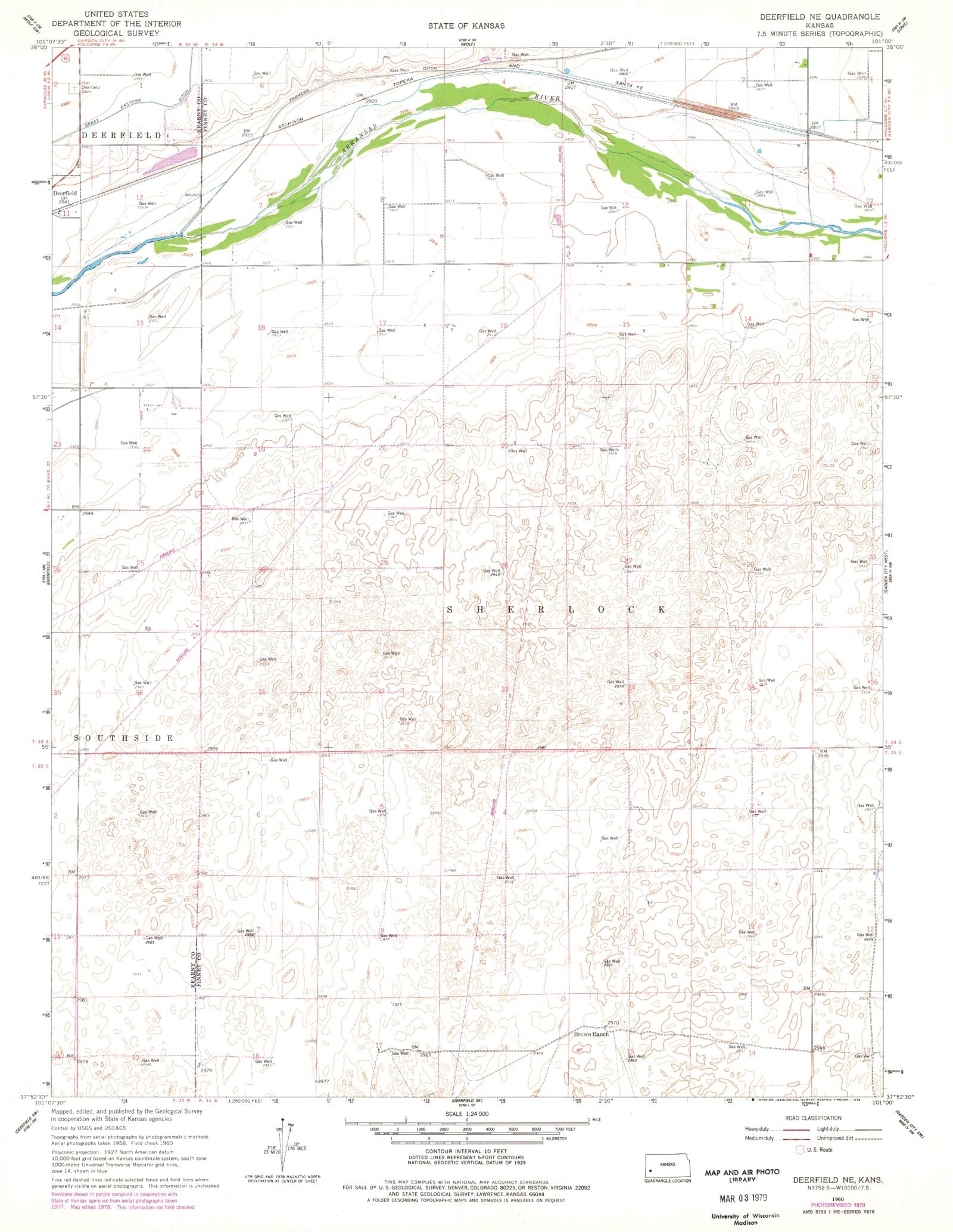Classic USGS Deerfield NE Kansas 7.5'x7.5' Topo Map MyTopo Map Store
