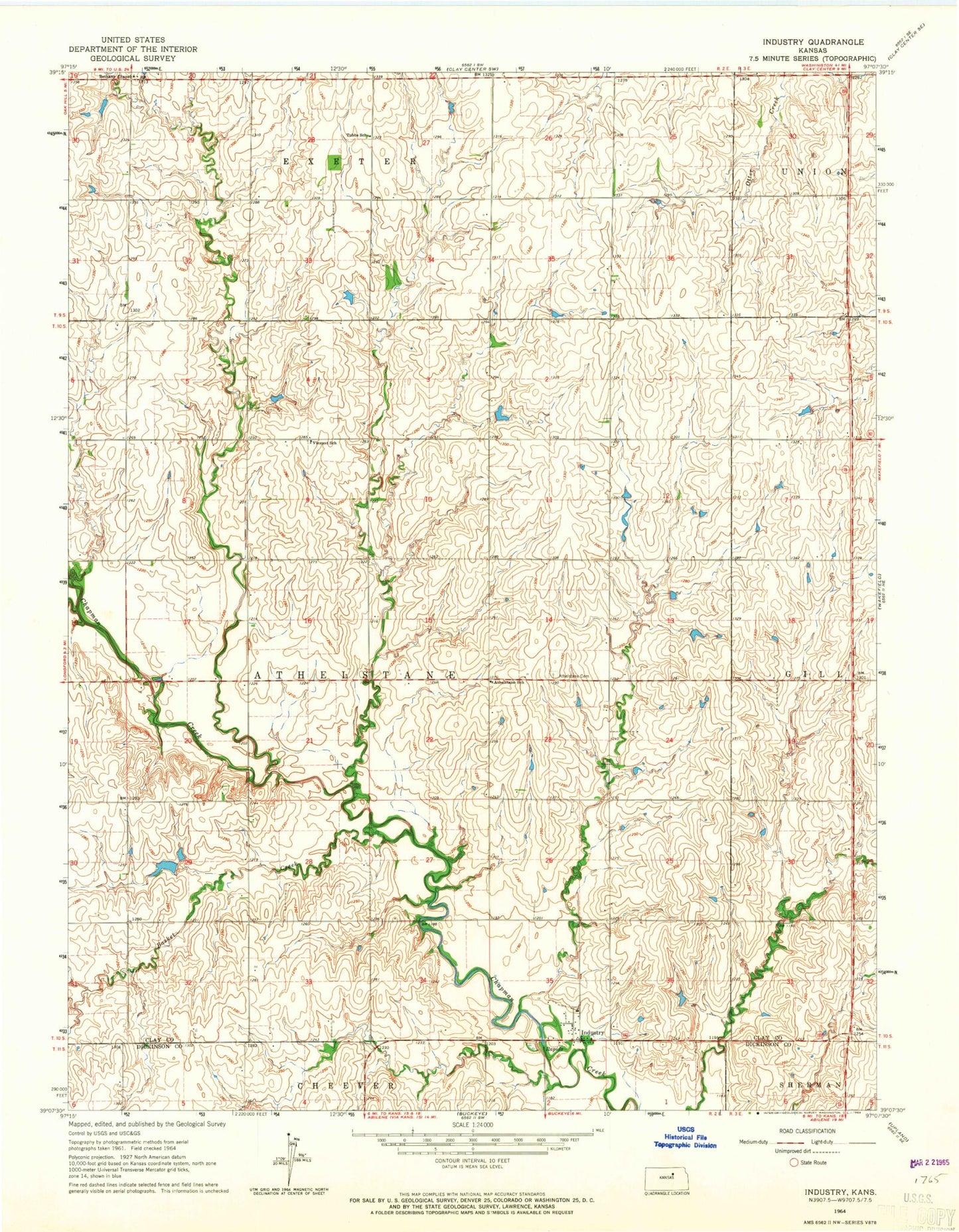Classic USGS Industry Kansas 7.5'x7.5' Topo Map Image