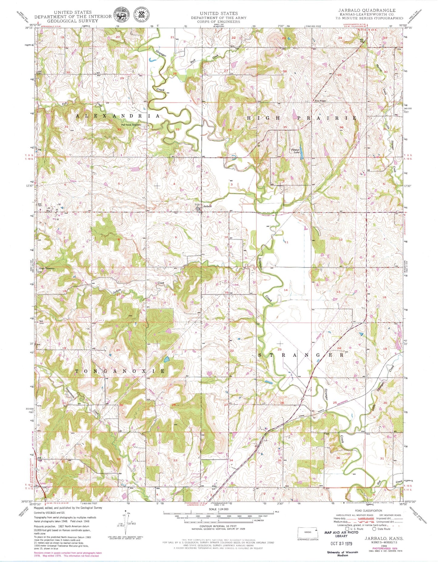 Classic USGS Jarbalo Kansas 7.5'x7.5' Topo Map Image