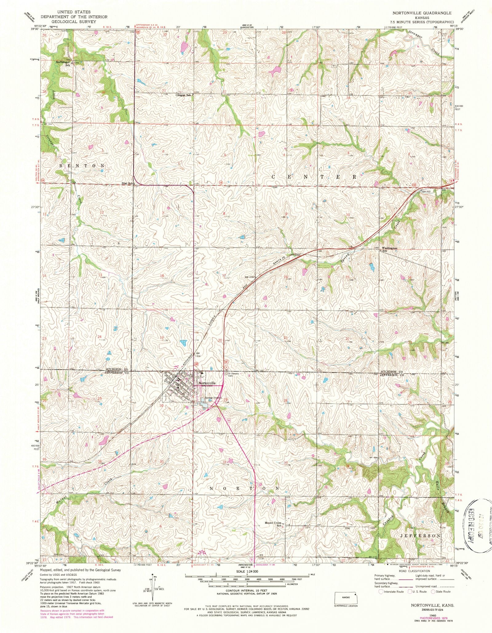 Classic USGS Nortonville Kansas 7.5'x7.5' Topo Map MyTopo Map Store