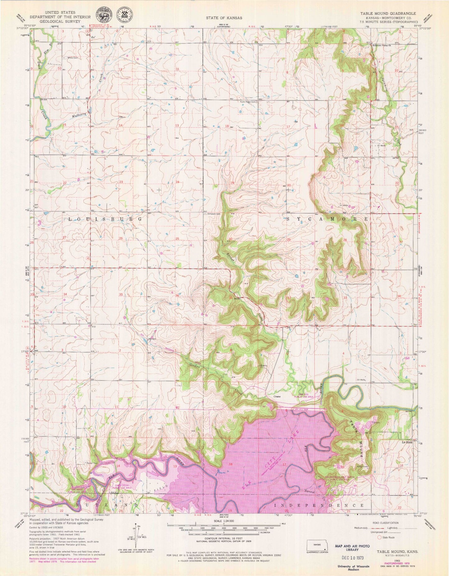 Classic USGS Table Mound Kansas 7.5'x7.5' Topo Map Image