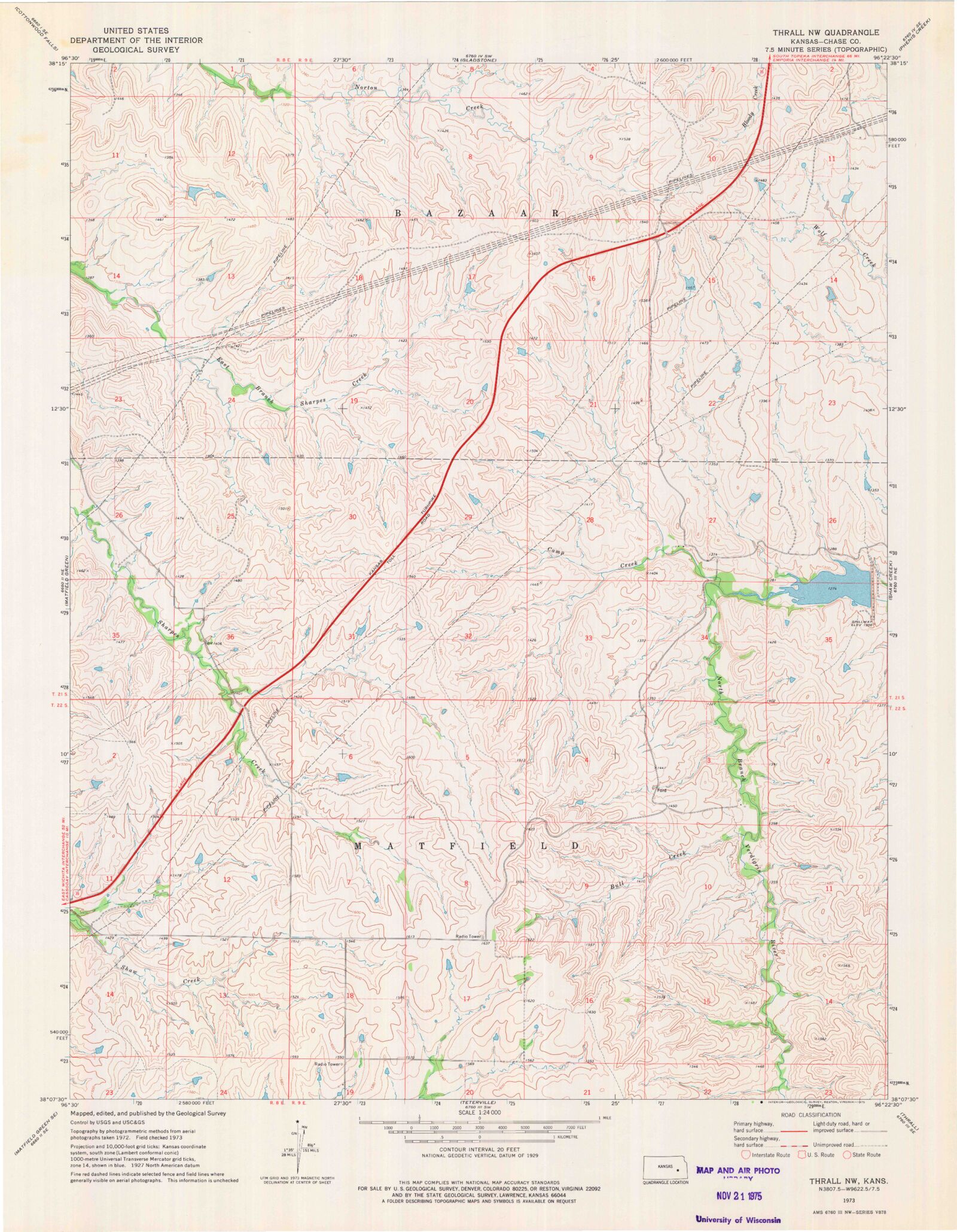 Classic USGS Thrall NW Kansas 7.5'x7.5' Topo Map MyTopo Map Store