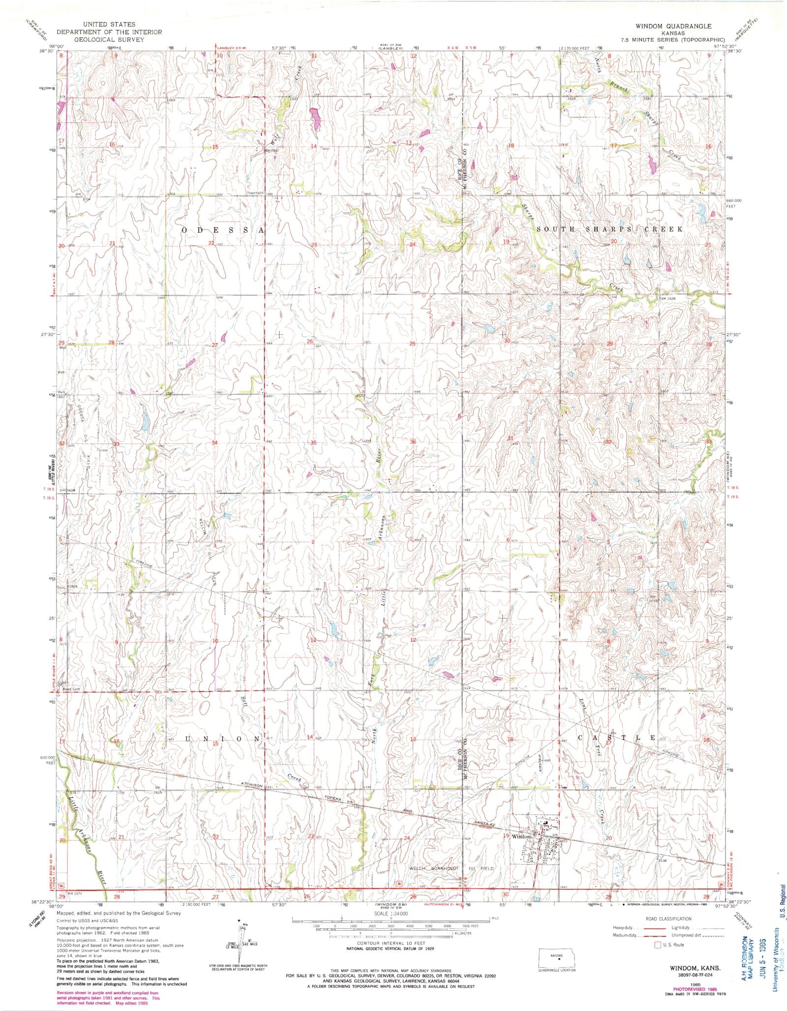 Classic USGS Windom Kansas 7.5'x7.5' Topo Map MyTopo Map Store