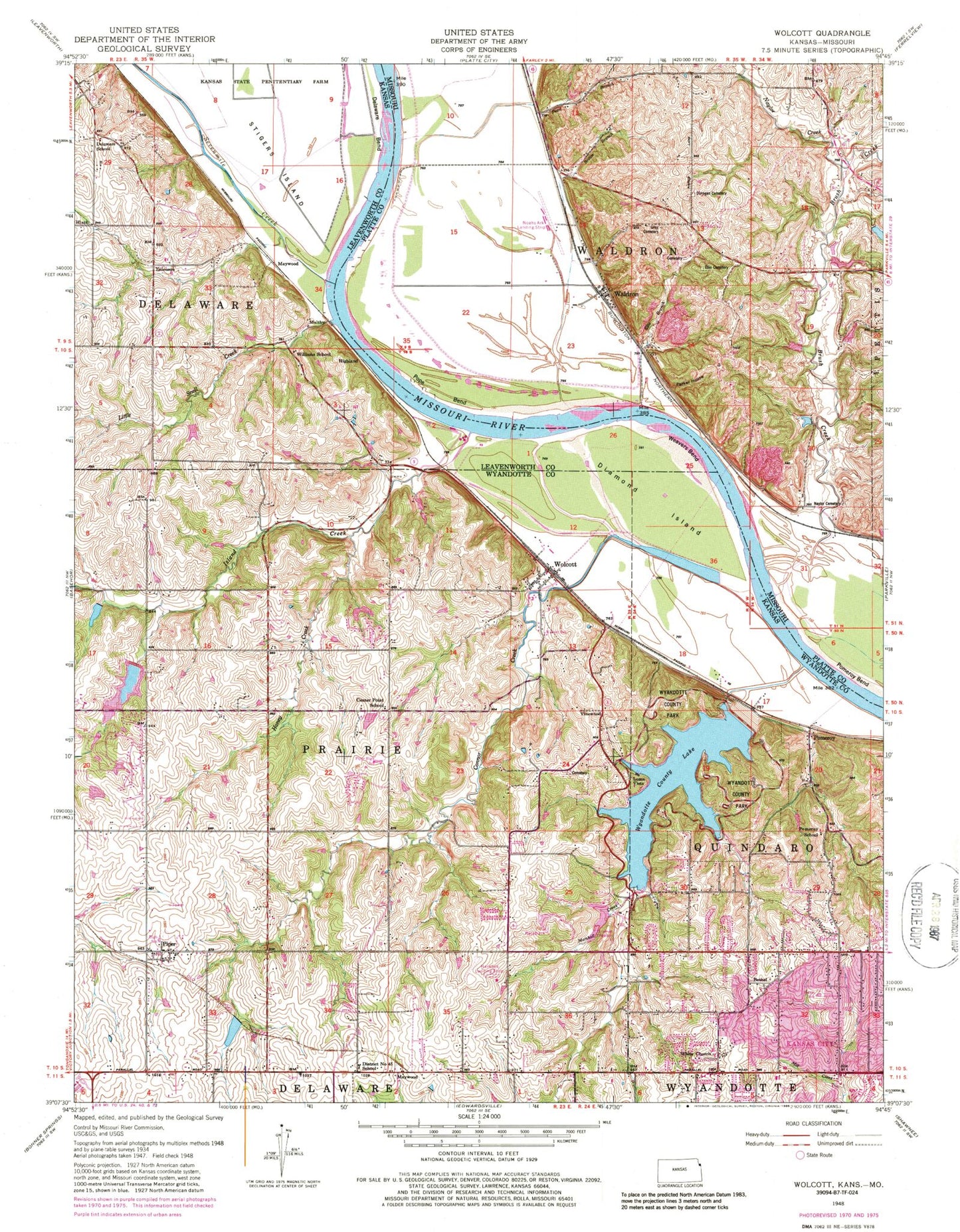 Classic USGS Wolcott Kansas 7.5'x7.5' Topo Map Image