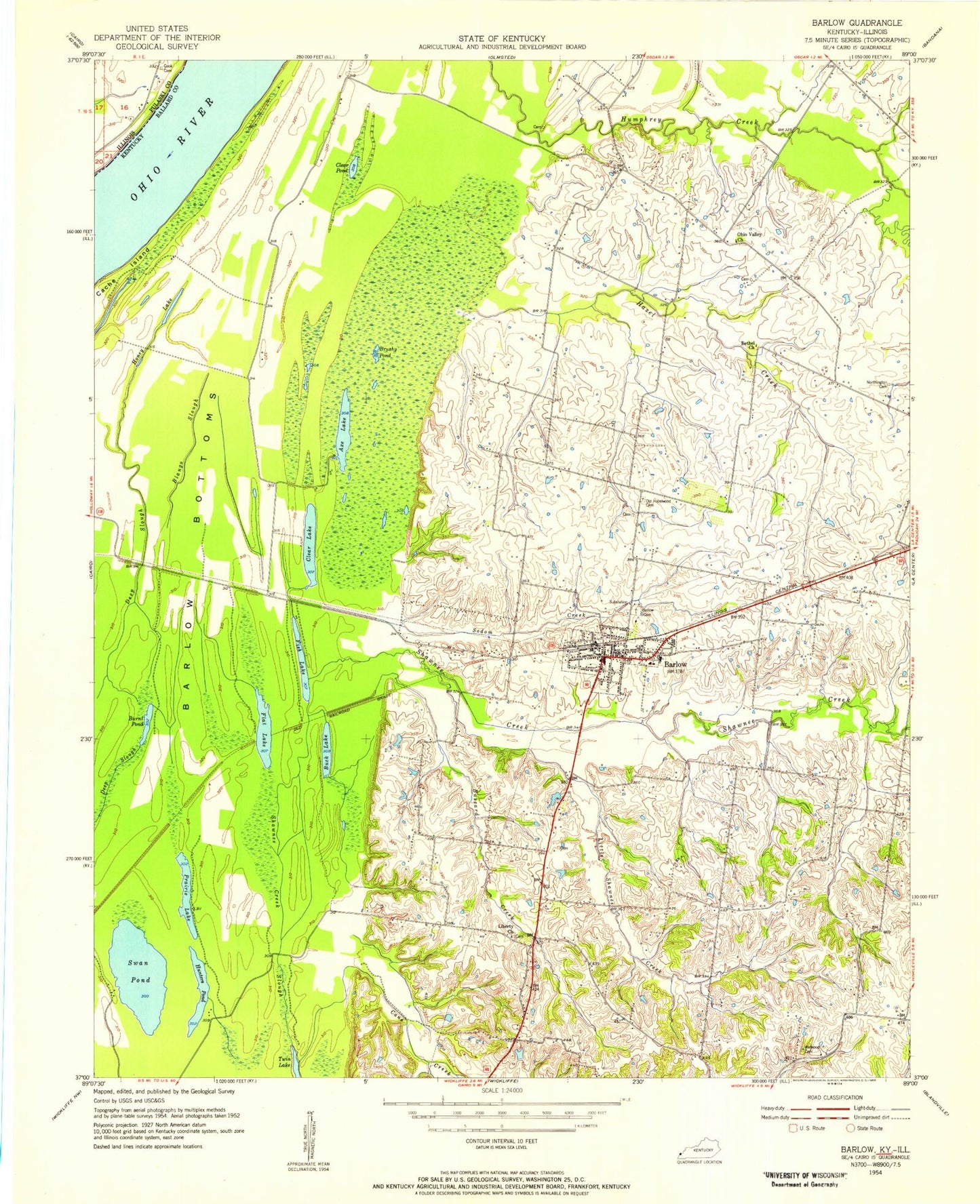Classic USGS Barlow Kentucky 7.5'x7.5' Topo Map Image