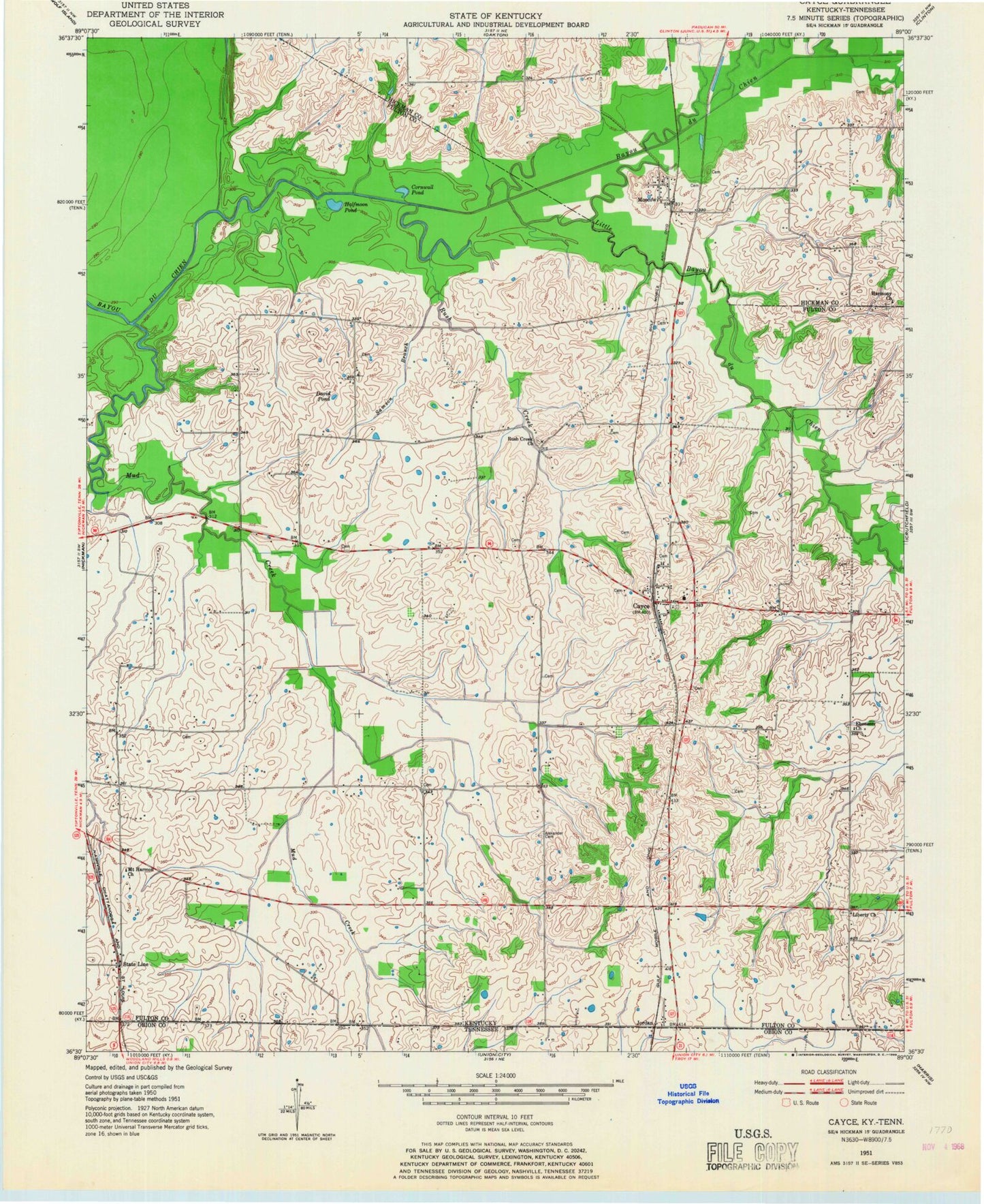 Classic USGS Cayce Kentucky 7.5'x7.5' Topo Map Image