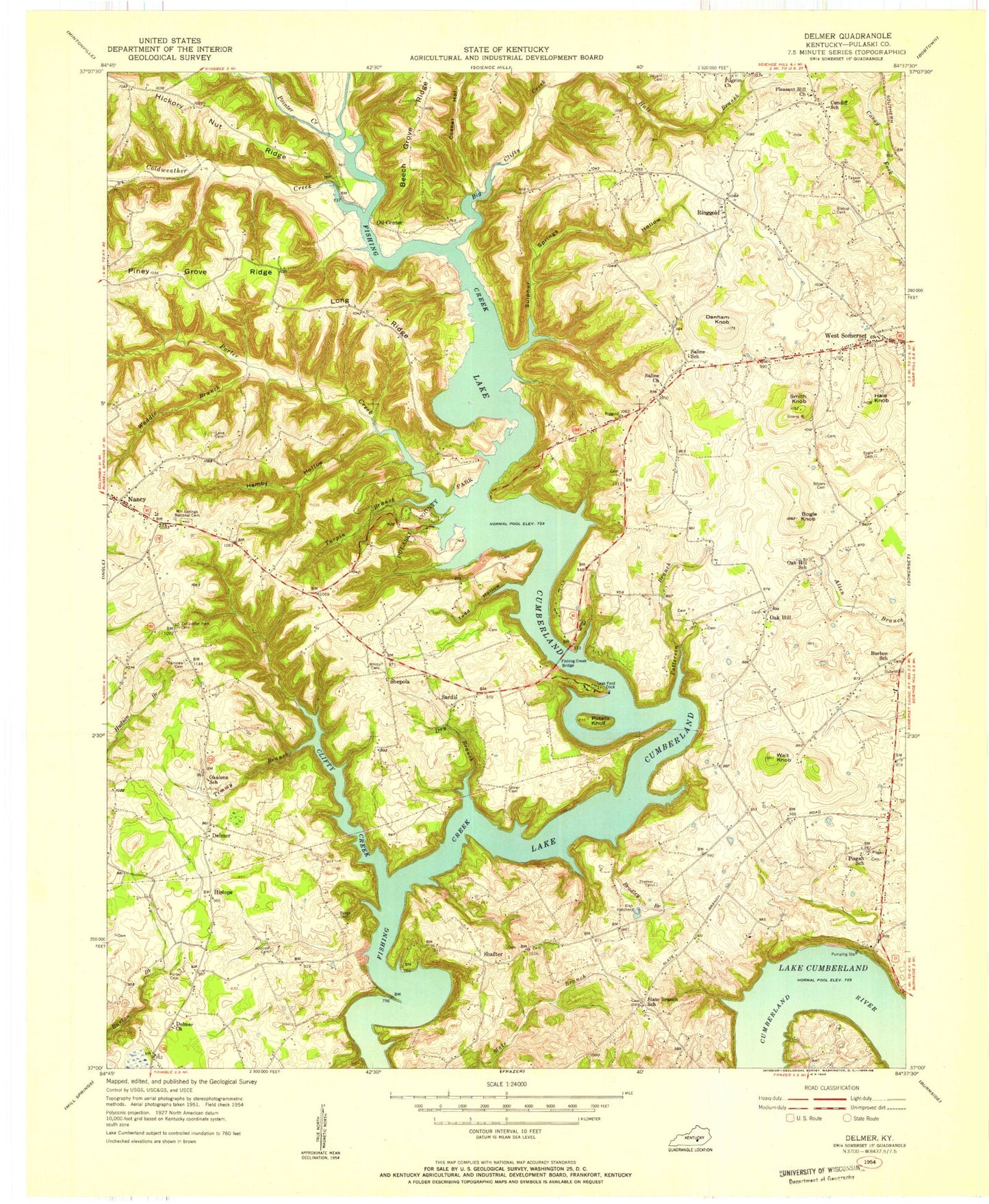 Classic USGS Delmer Kentucky 7.5'x7.5' Topo Map Image