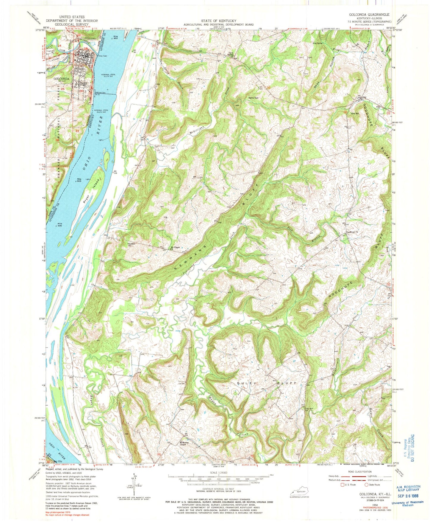 Classic USGS Golconda Illinois 7.5'x7.5' Topo Map Image