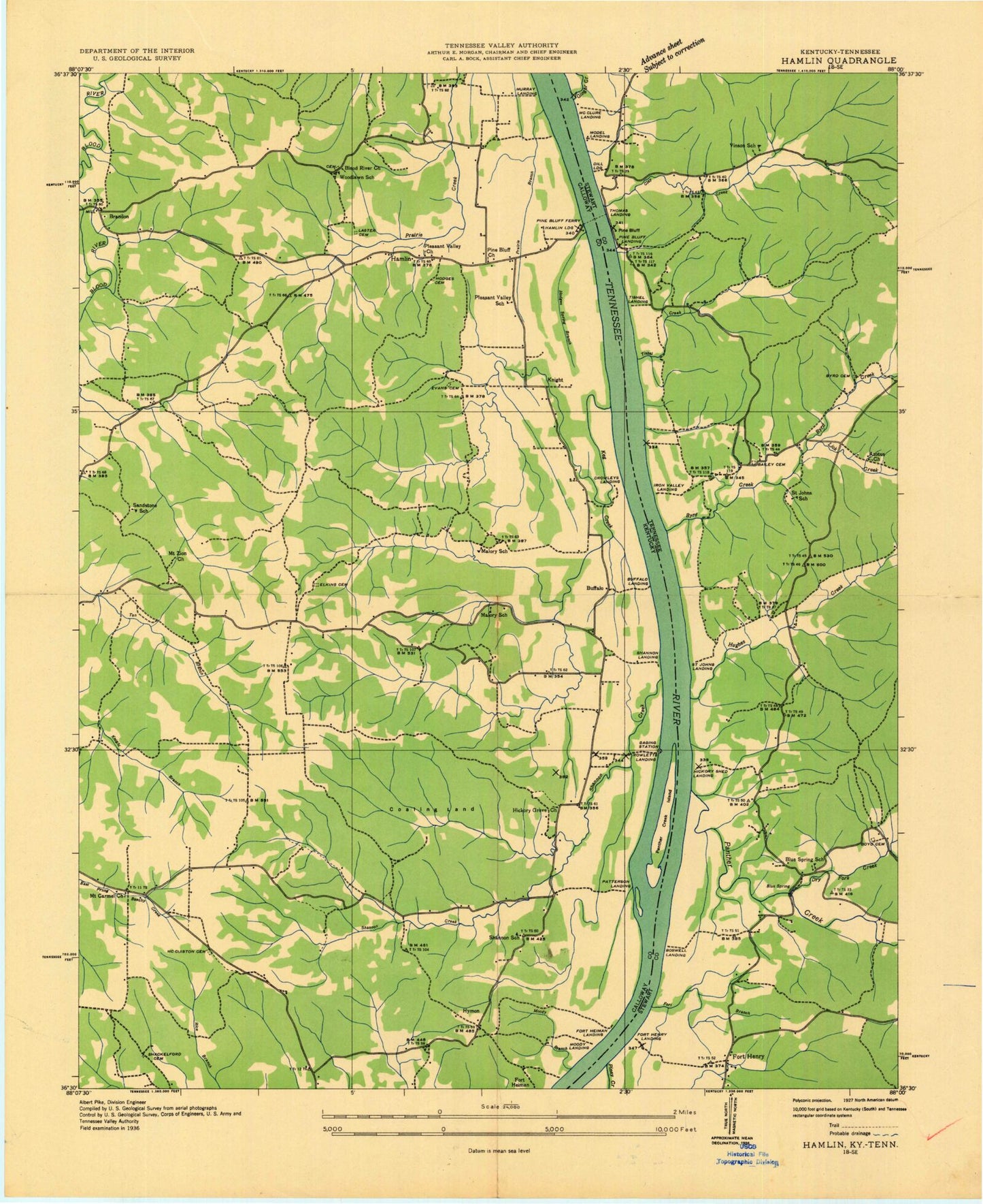 Classic USGS Hamlin Kentucky 7.5'x7.5' Topo Map Image