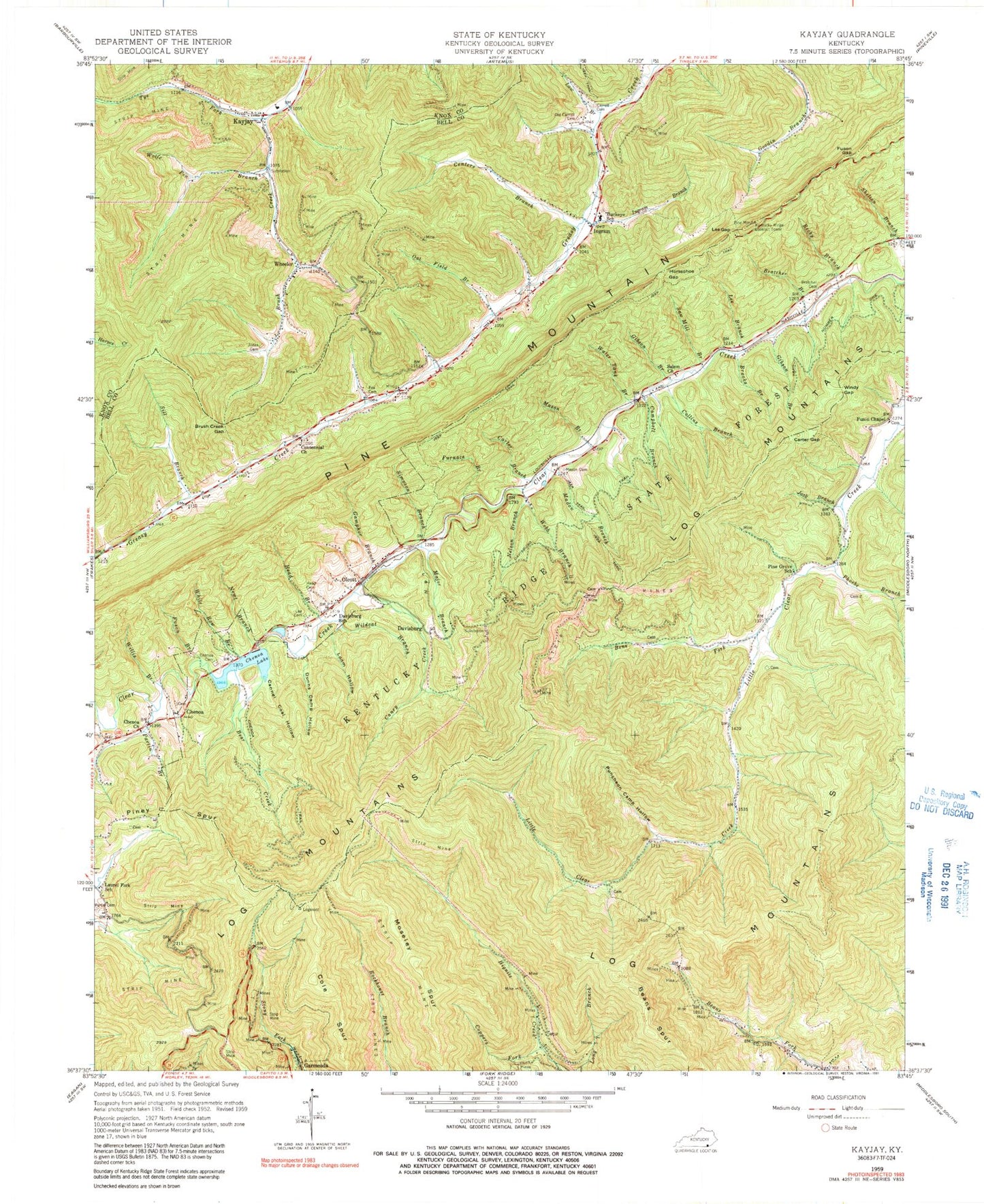 Classic USGS Kayjay Kentucky 7.5'x7.5' Topo Map Image