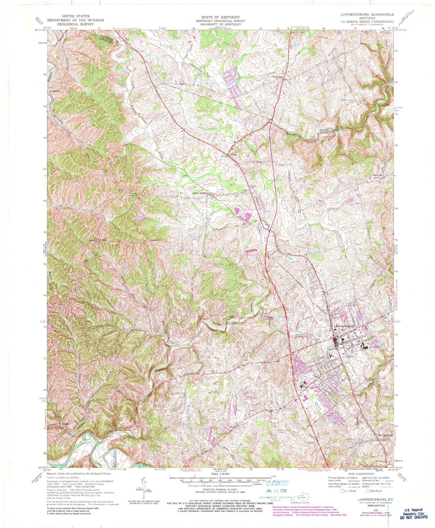 Classic USGS Alton Station Kentucky 7.5'x7.5' Topo Map Image